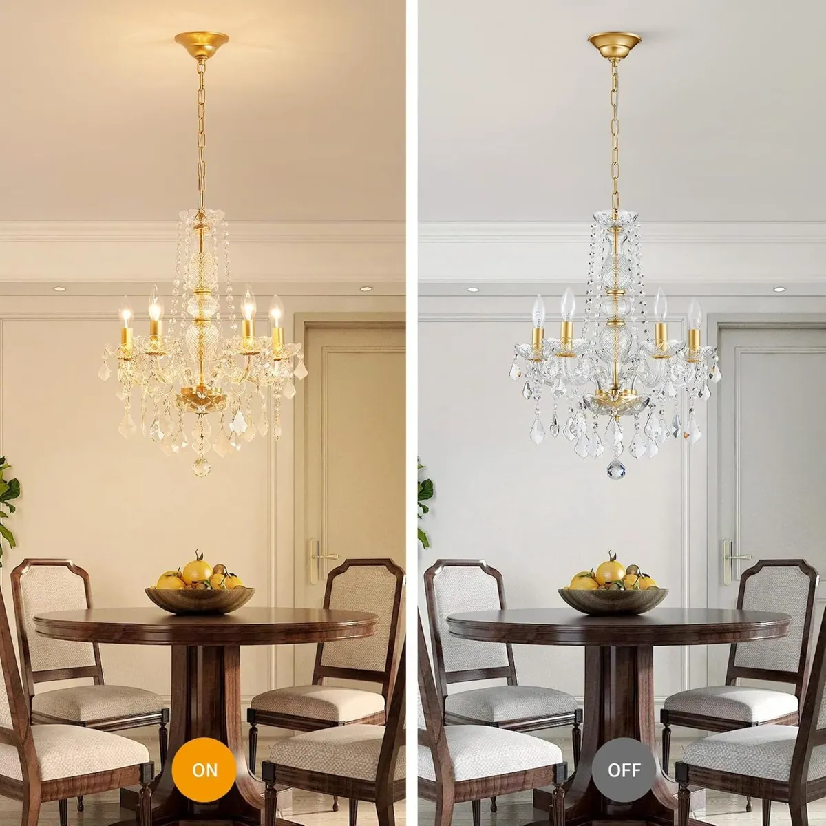 Crystal 5-Light Candle Chandelier Pendant - Image 4