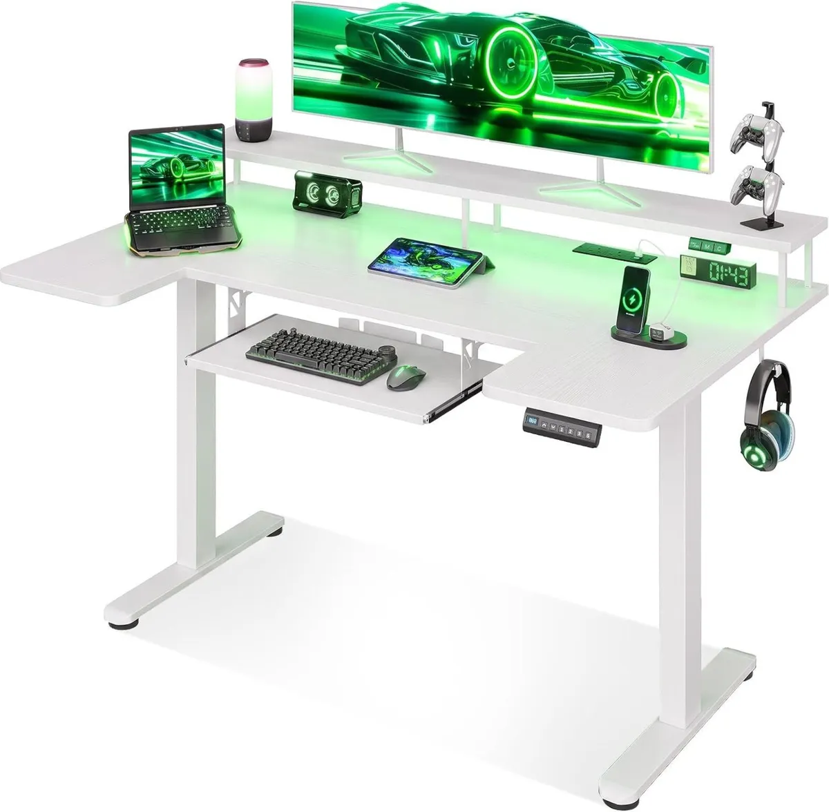 Desk U Shaped with LED Lights Power - Image 1