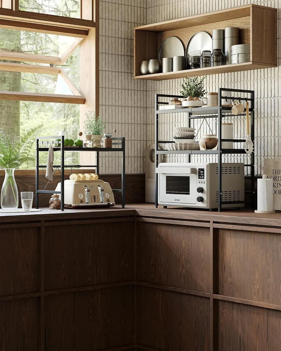 2 Tier Expandable Microwave Shelf Metal Stand - Image 2