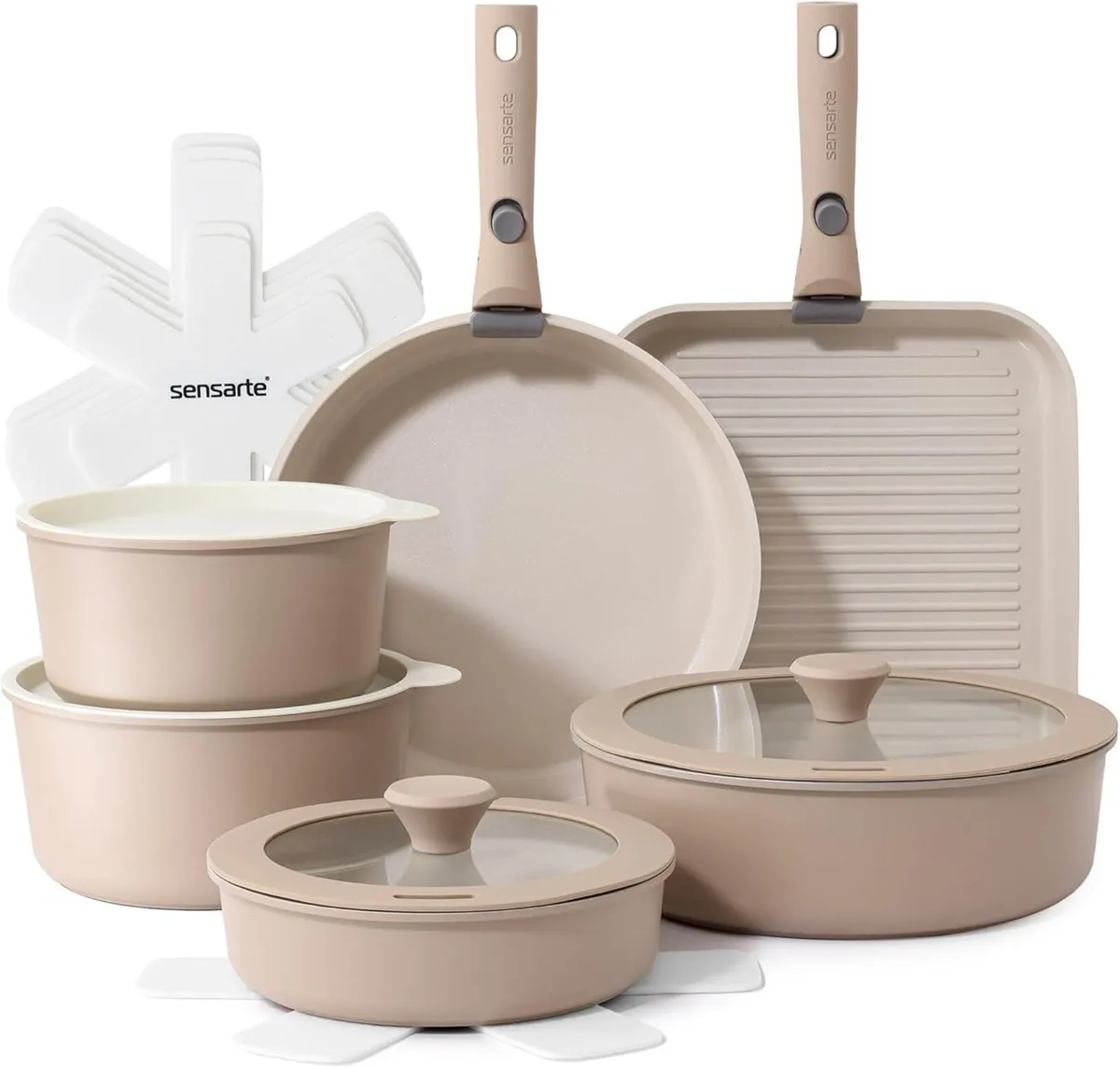 Ceramic Detachable Handle Pots and Pans Set - Image 1