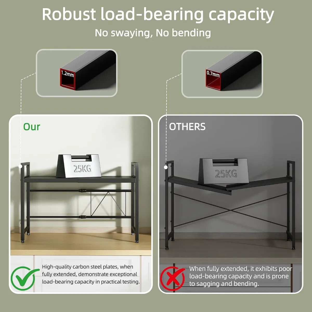 2 Tier Expandable Microwave Shelf Metal Stand - Image 4