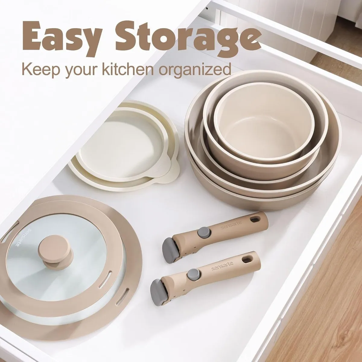 Ceramic Detachable Handle Pots and Pans Set - Image 3