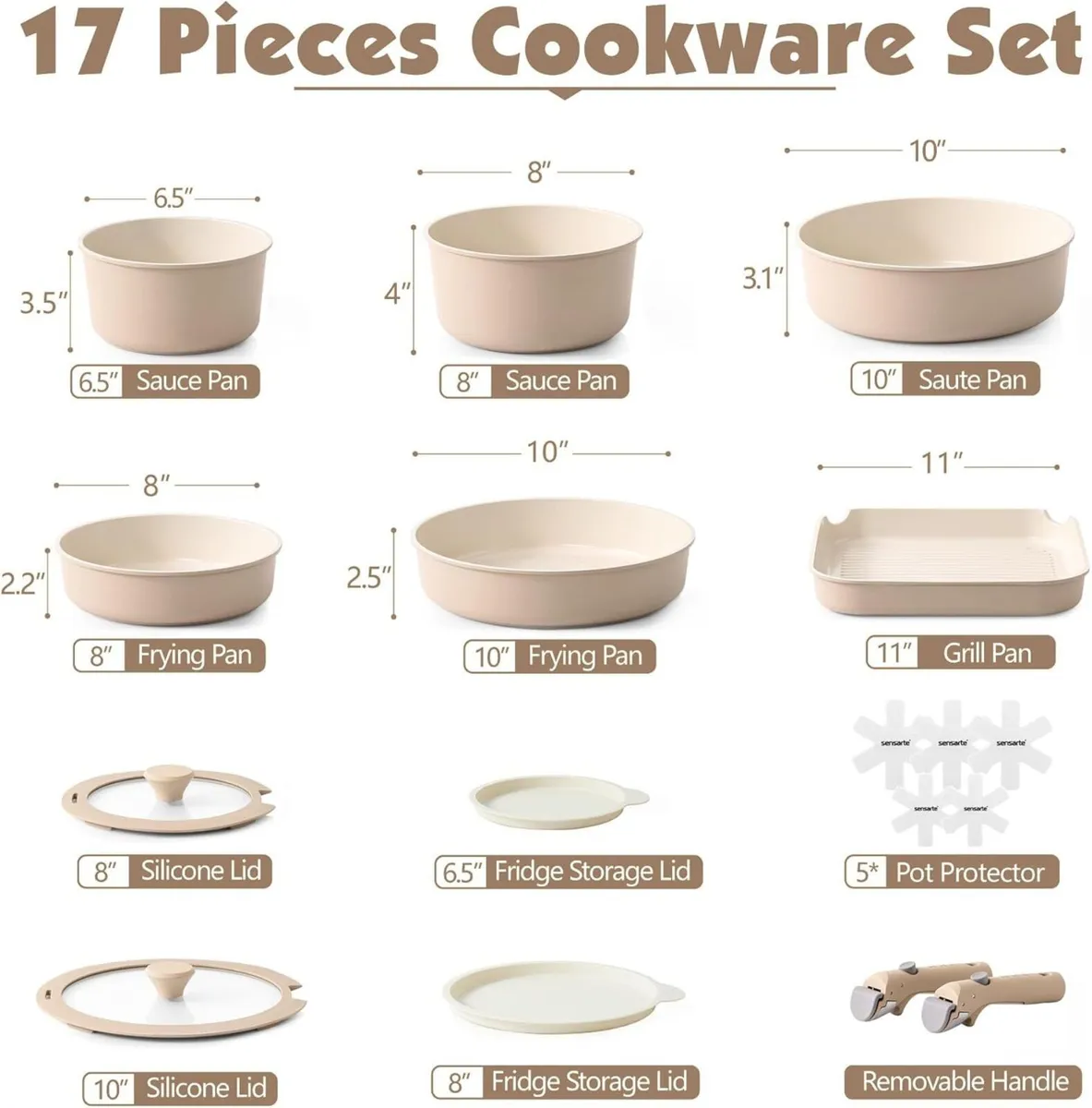 Ceramic Detachable Handle Pots and Pans Set - Image 2