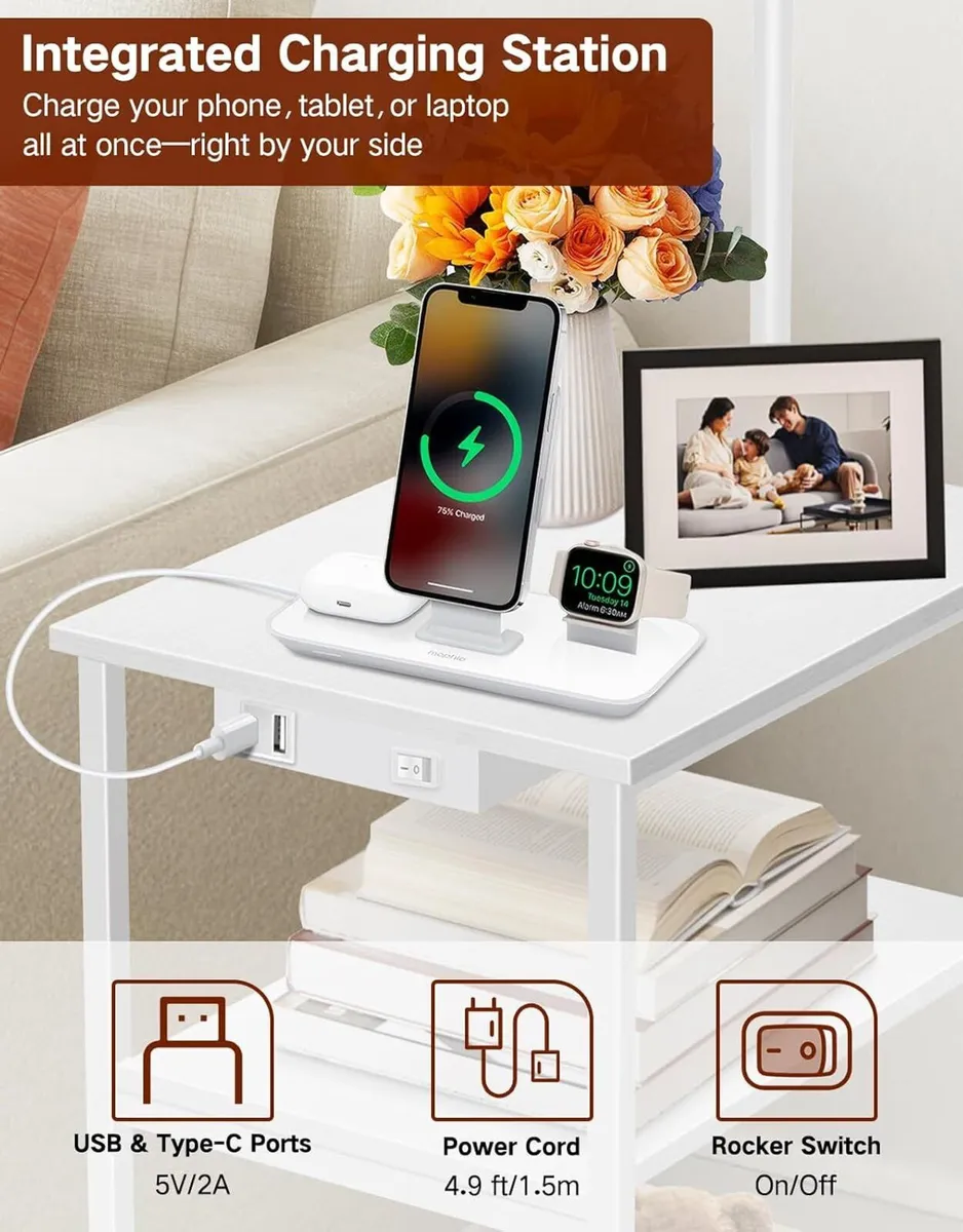 Floor Lamp with Shelves Remote Side End Table - Image 3