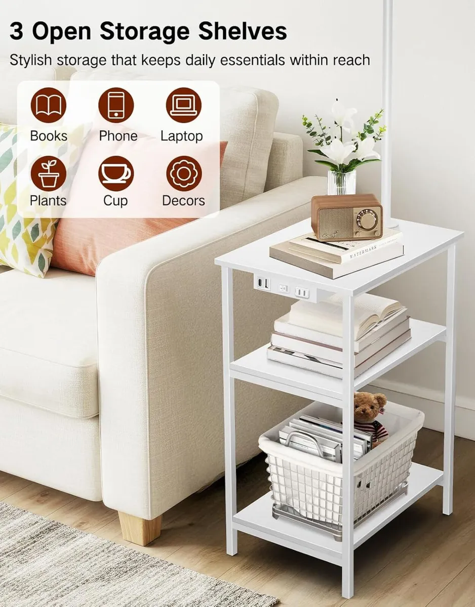 Floor Lamp with Shelves Remote Side End Table - Image 4