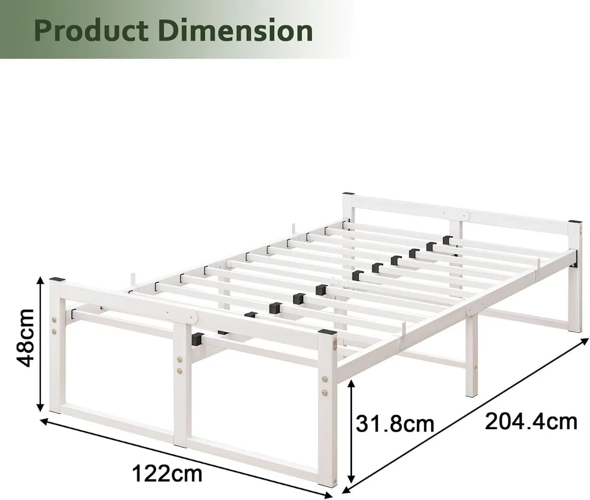 Bed Frame with Metal Slatted Base 32CM - Image 2