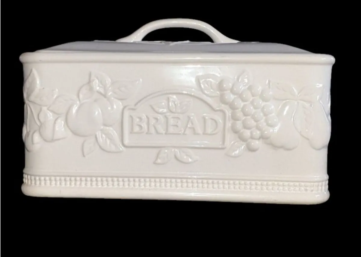 Vintage Ceramic Embossed Bread Box - Image 1