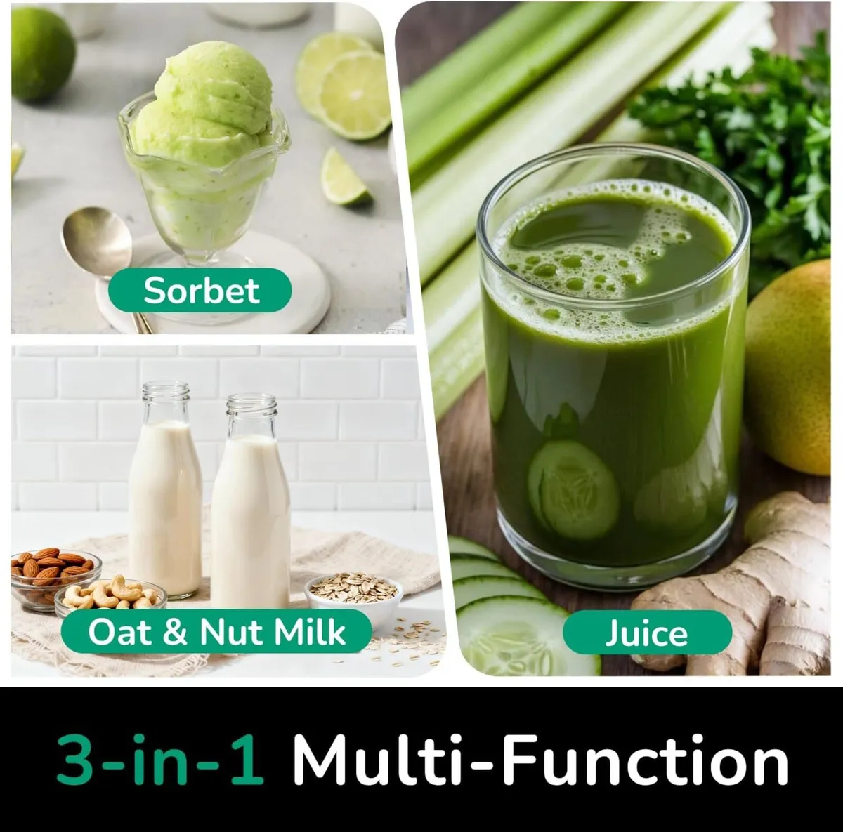 3-In-1 Cold Press Juicer Machines 150MM Feed Chute - Image 3