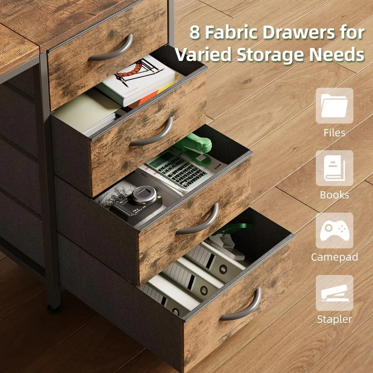 120CM Computer Desk with 8 Drawers Home Office - Image 4