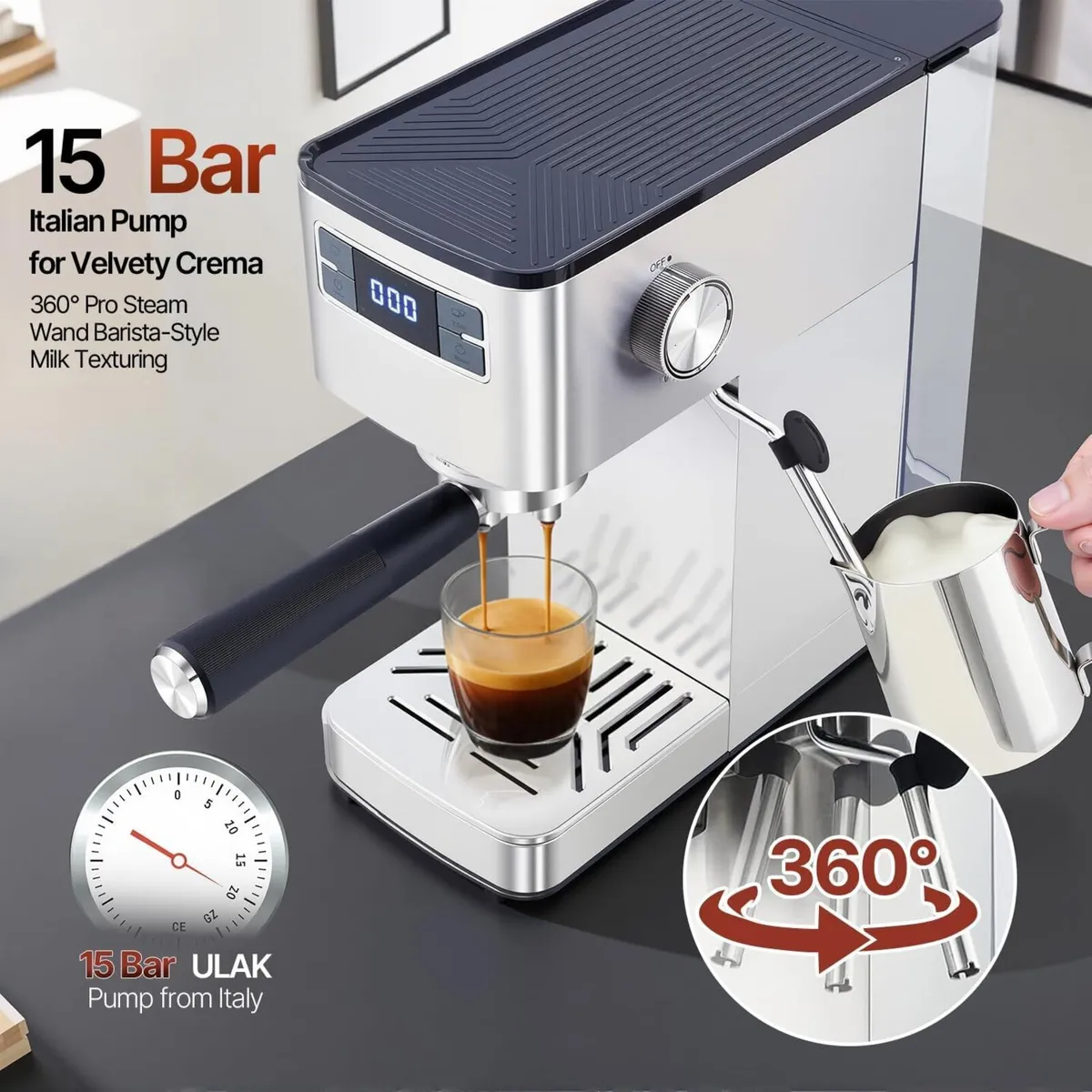 Espresso Machine 15bar Barista Pump Coffee Maker - Image 3