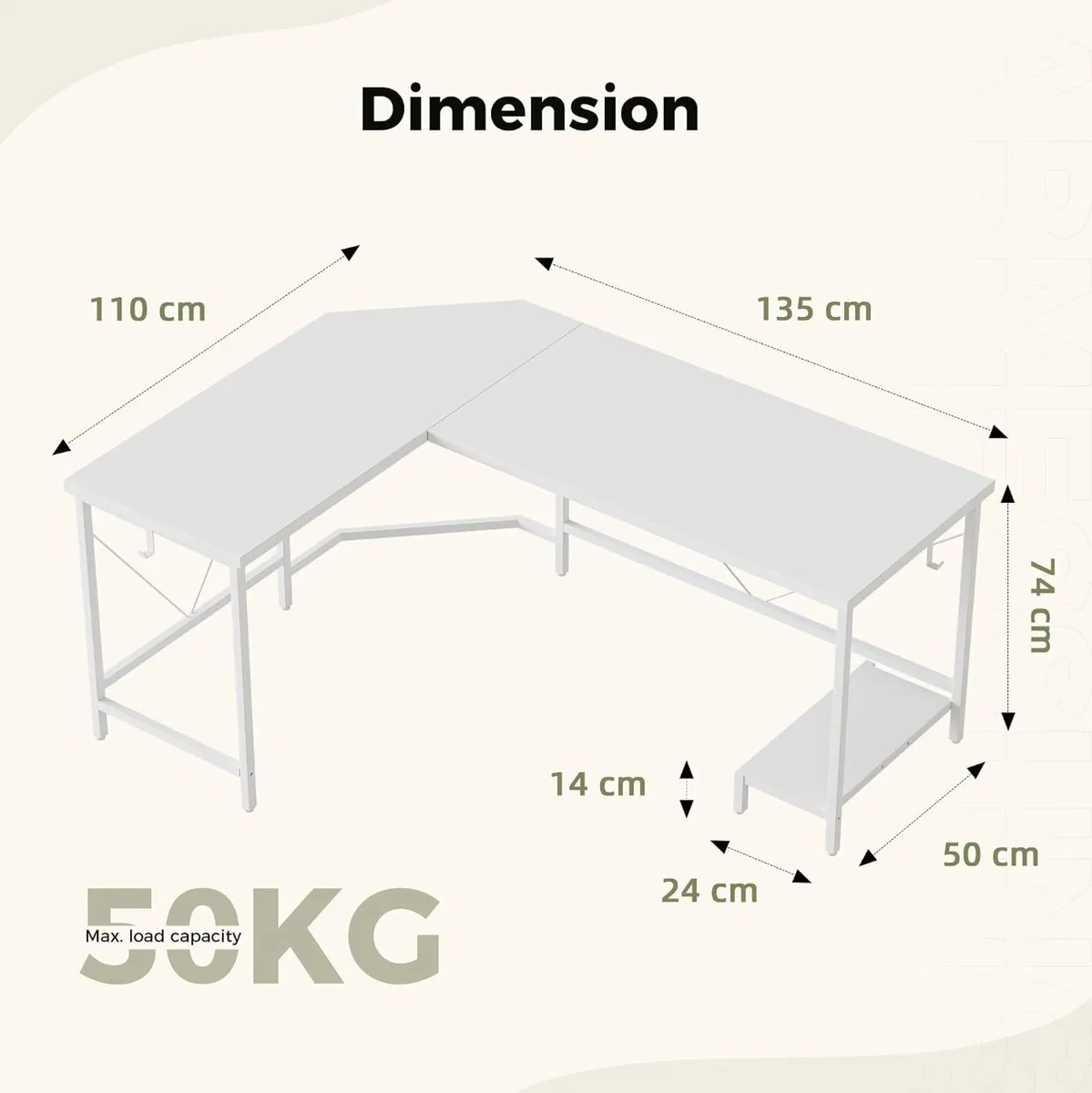 L Shaped Desk Diamond Design for Socket - Image 2