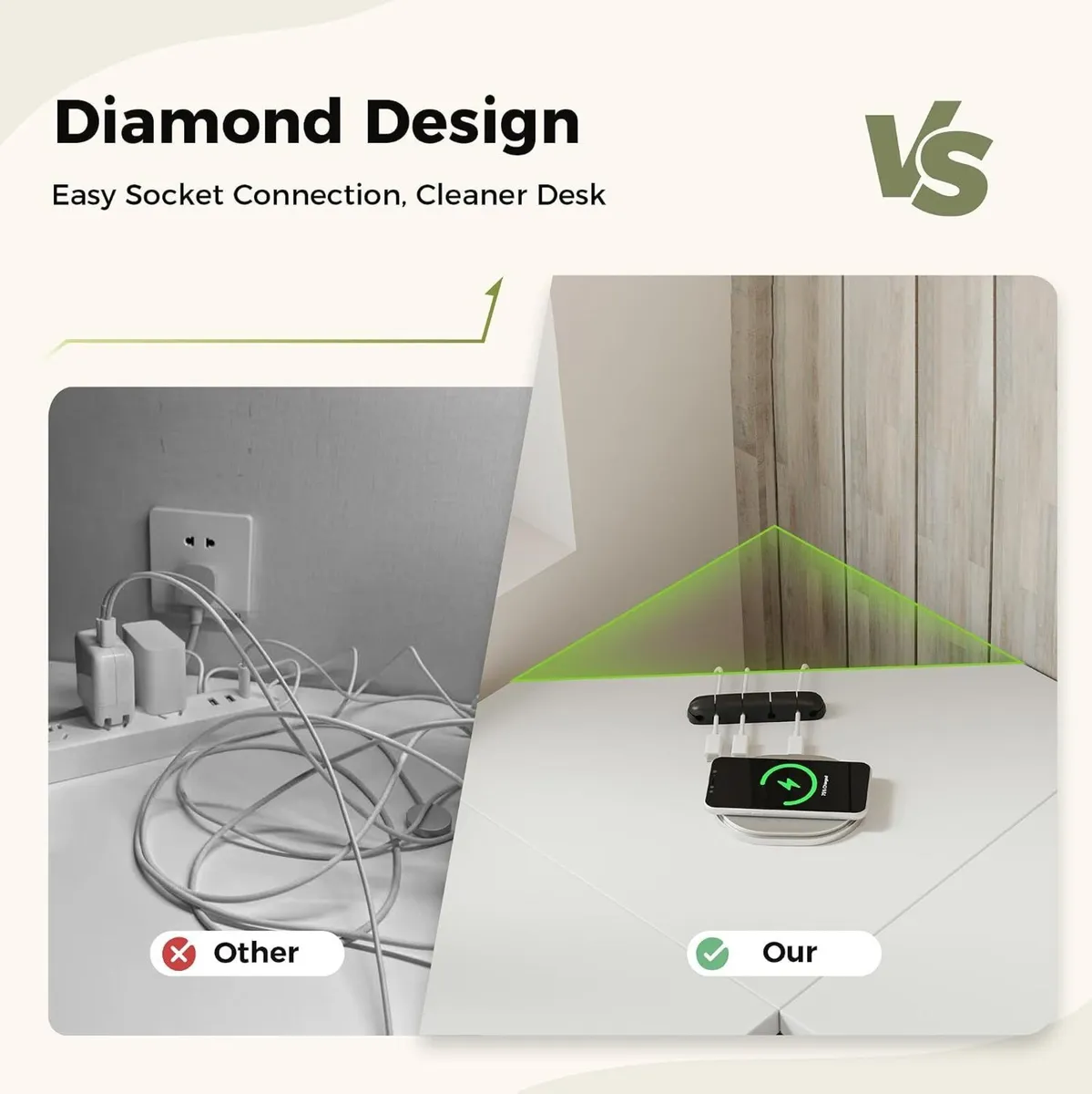 L Shaped Desk Diamond Design for Socket - Image 4