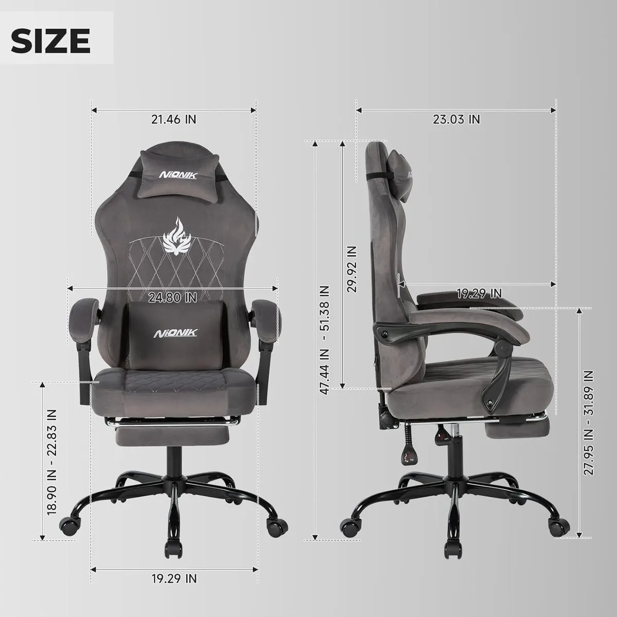 Gaming Chair with Footrest Ergonomic Office - Image 3