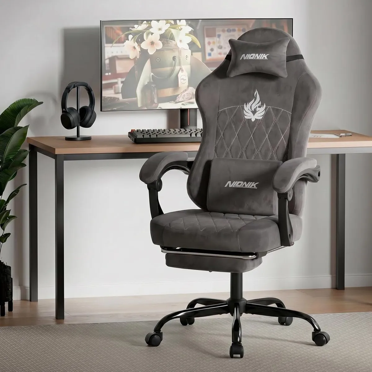Gaming Chair with Footrest Ergonomic Office - Image 2