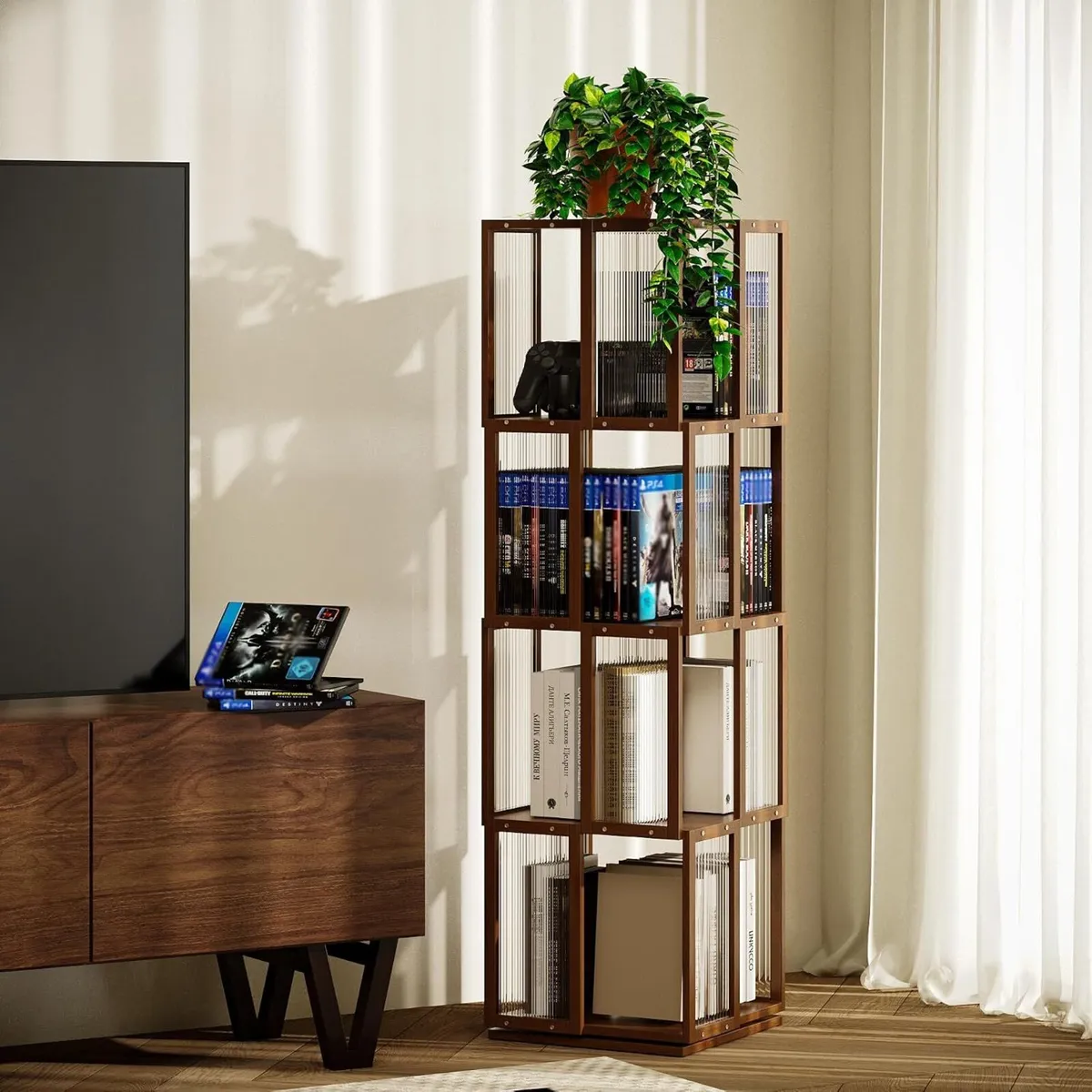 Rotating Bookshelf Tower 4 Tier 360degreesstorage - Image 2