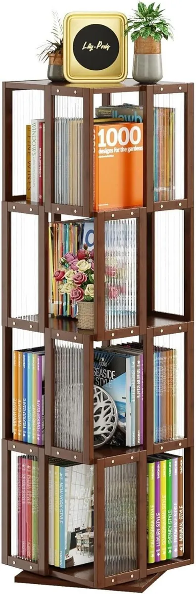 Rotating Bookshelf Tower 4 Tier 360degreesstorage - Image 1