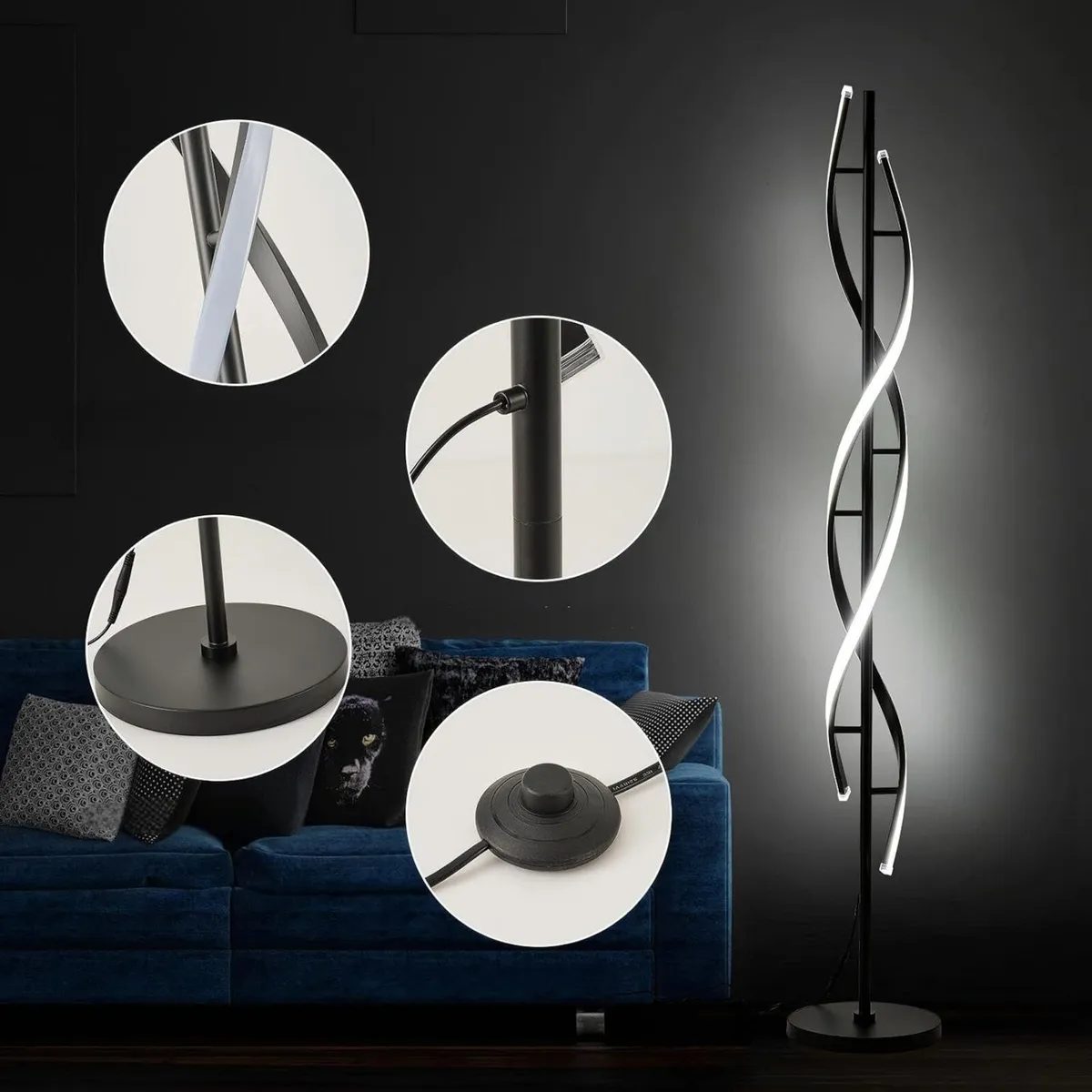 150CM Spiral LED Floor Lamp for Bedroom Modern - Image 3