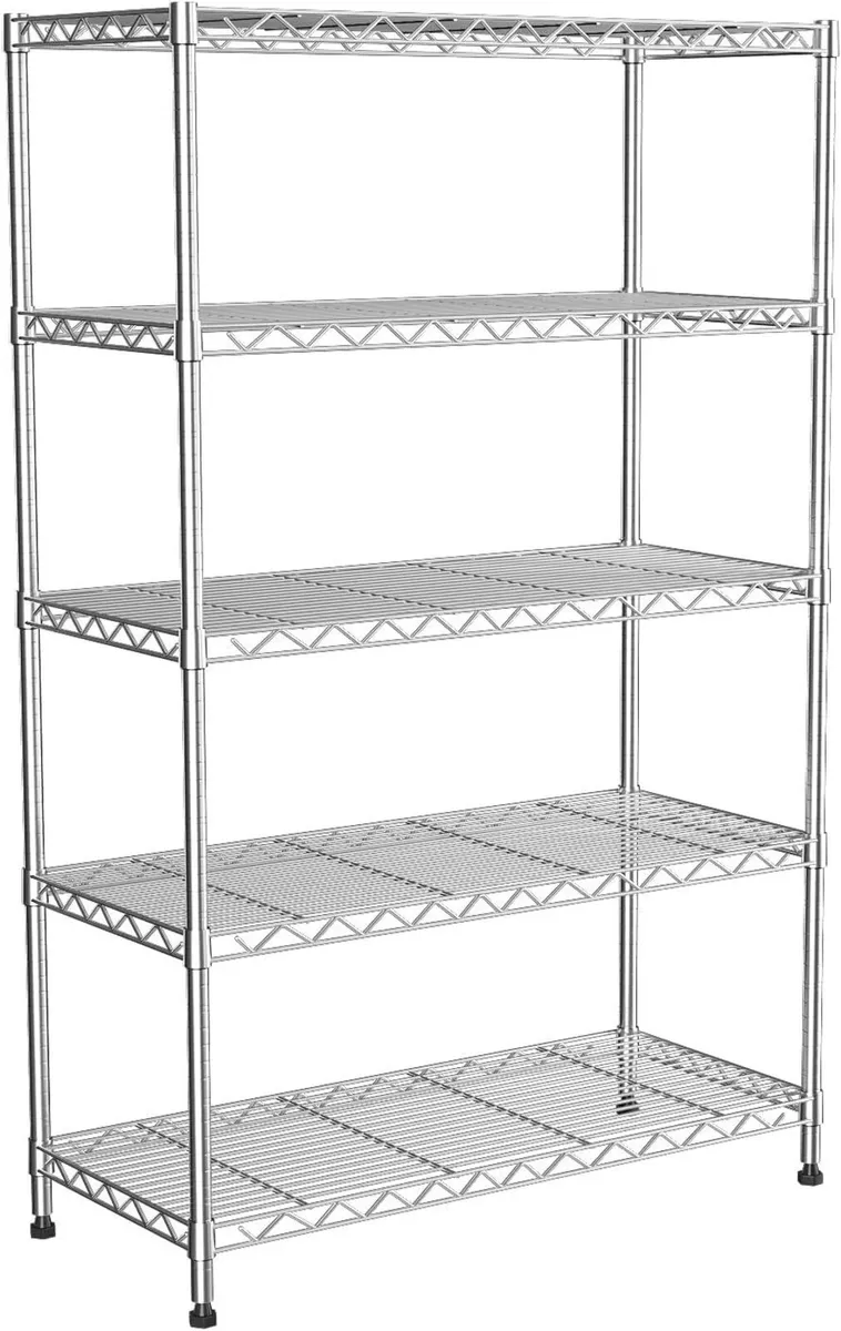 5 Tier Shelving Unit Wire with Lockable Wheels - Image 1
