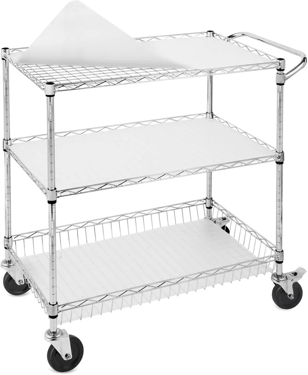 3-Tier Rolling Cart Utility Metal Wire D75 X - Image 1