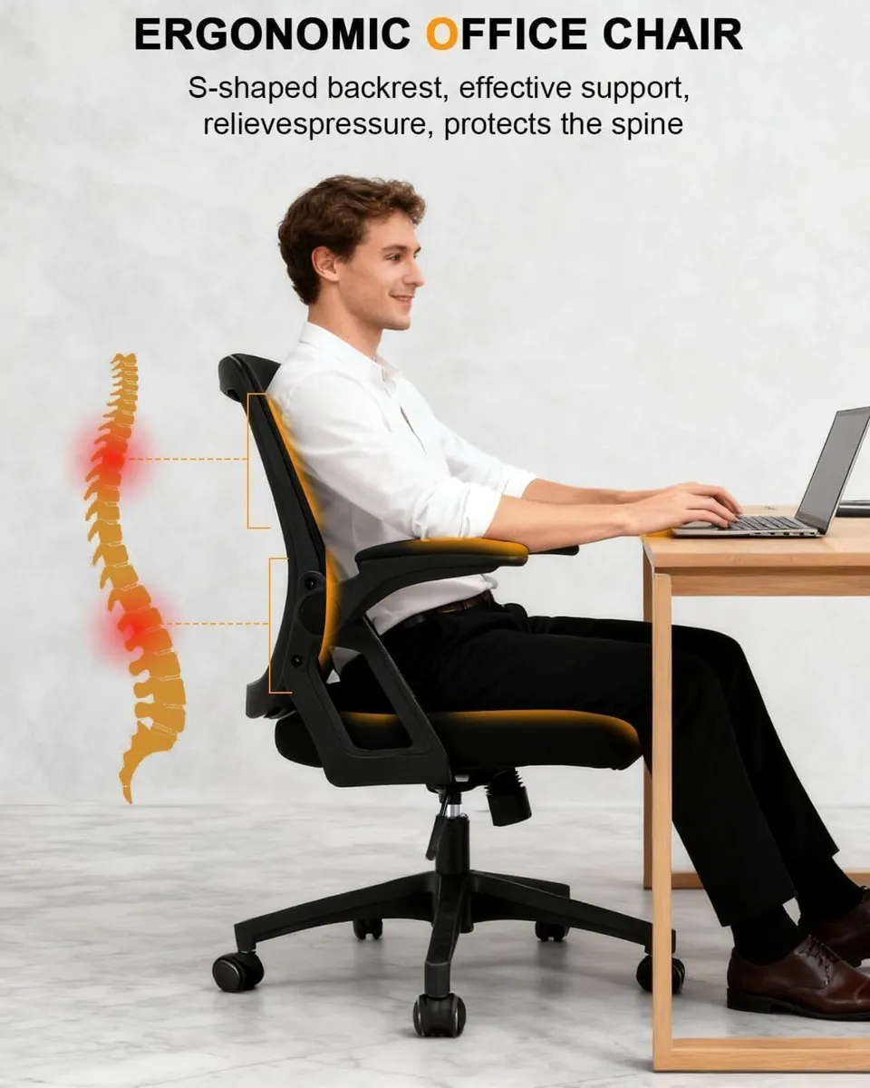Ergonomic Office Chair Desk with Flip-Up Armrests - Image 4