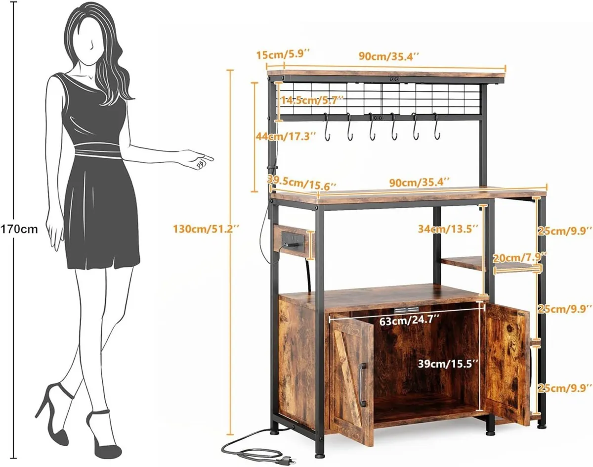 Bakers Rack with Power Outlet 6-Tier Kitchen - Image 2