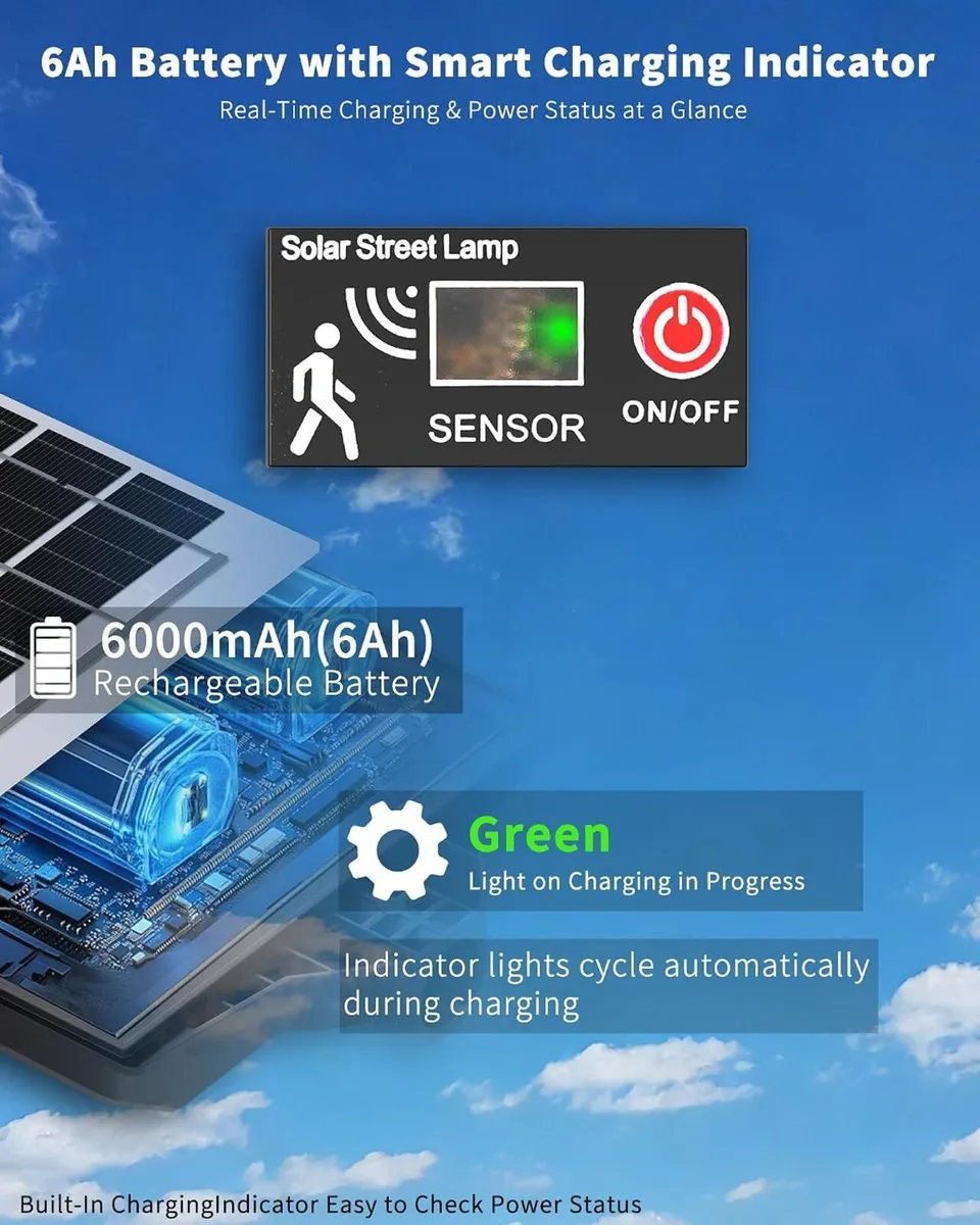 Solar Flood Lights Outdoor 6ah High Power Street - Image 3