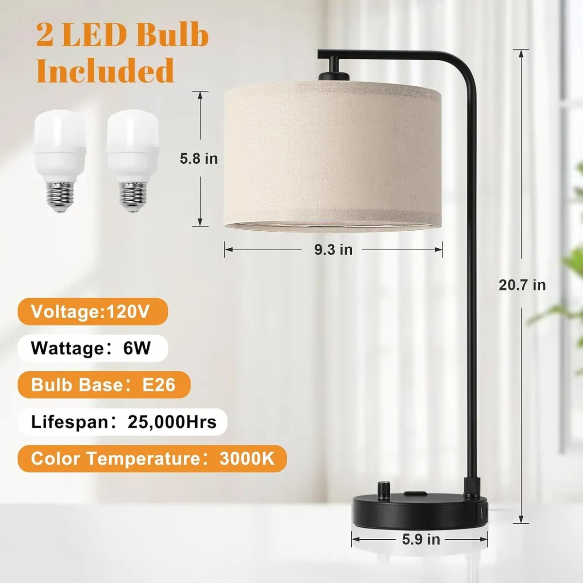 Bedside Lamps Fully Dimmable for Night Stands USB - Image 3