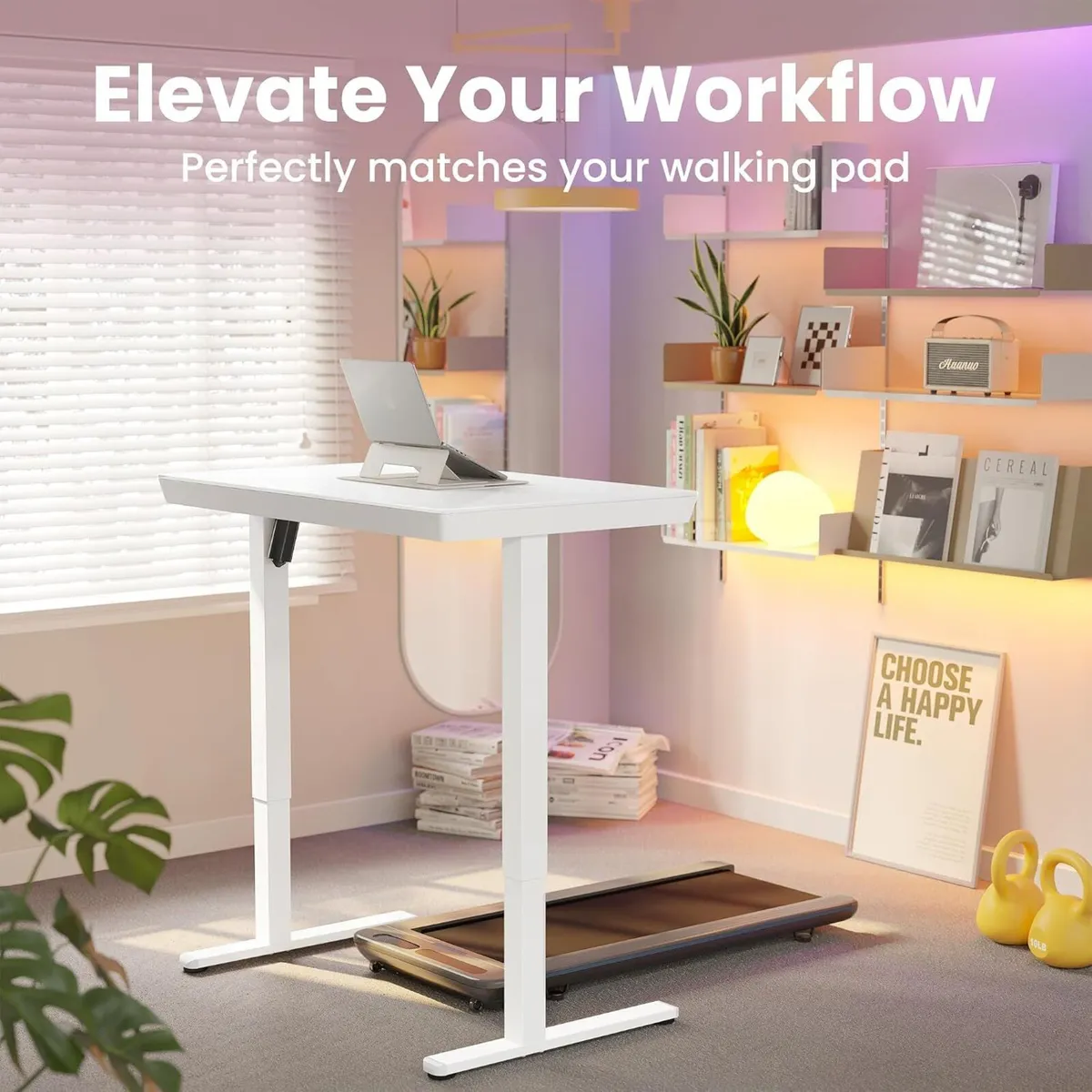 One Piece Standing Desk with Drawer Glass - Image 3