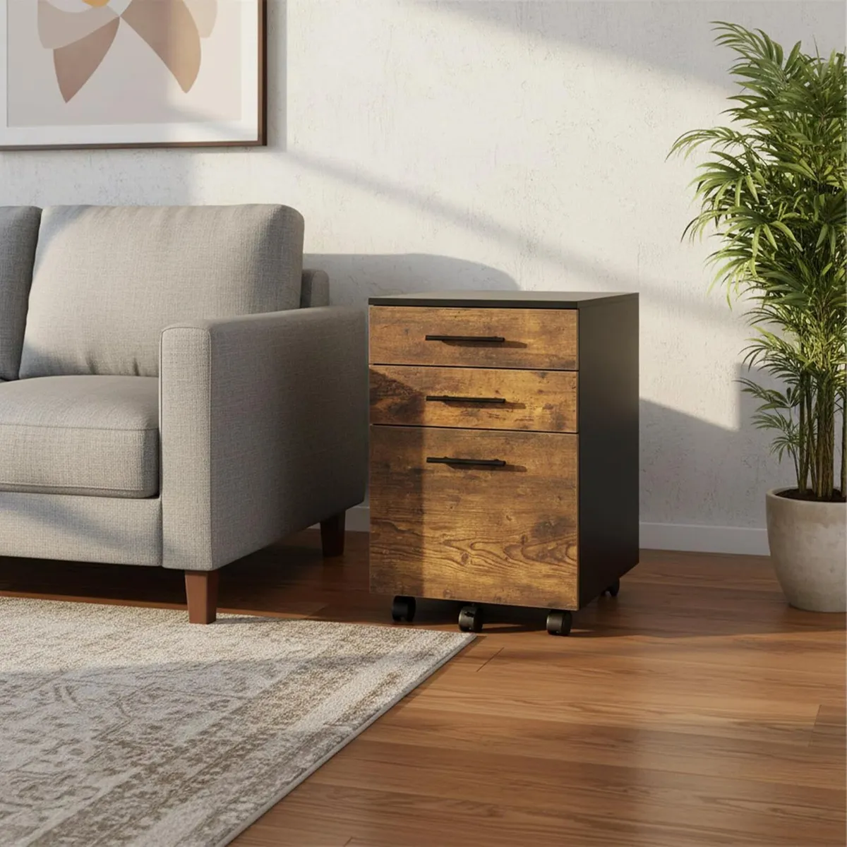 Roll Container with 3 Drawers Hanging File Castors - Image 2
