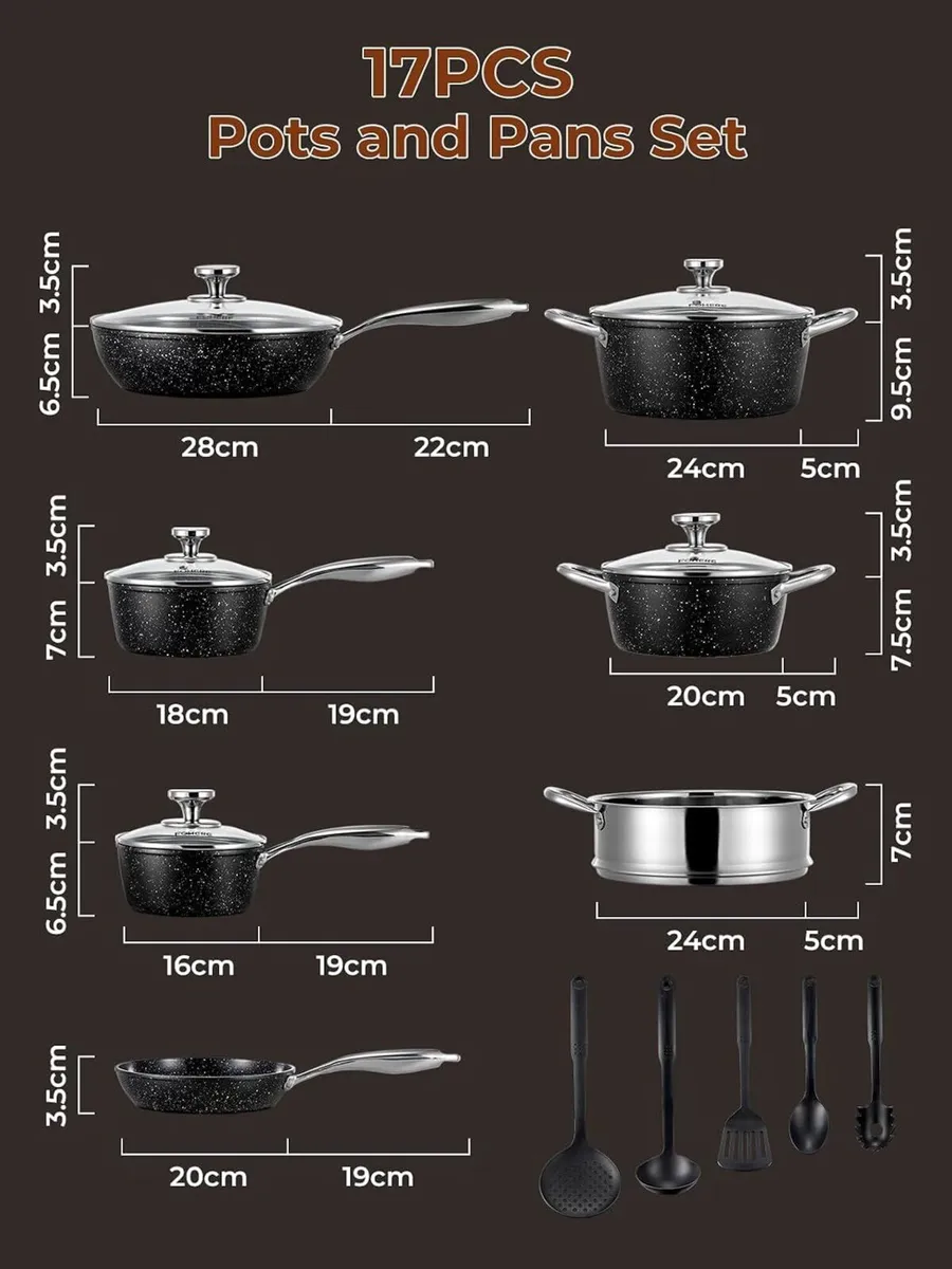 Nonstick Pots and Pans Set with Lids 17 - Image 2