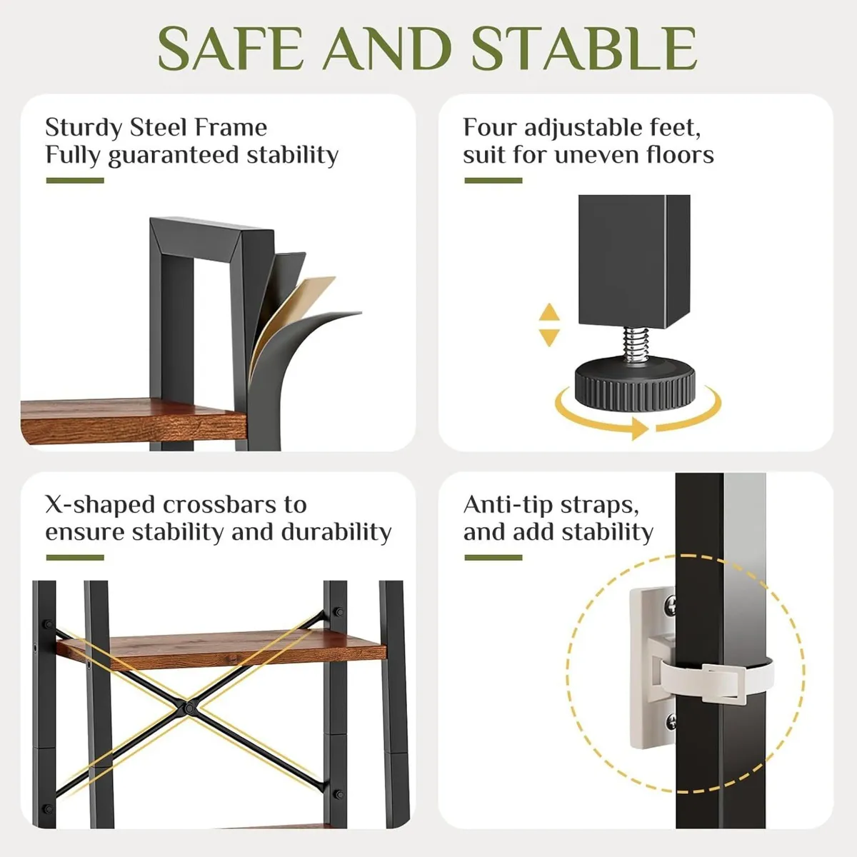 5 Tier Narrow Bookshelf with 2 Fabric Drawers - Image 4