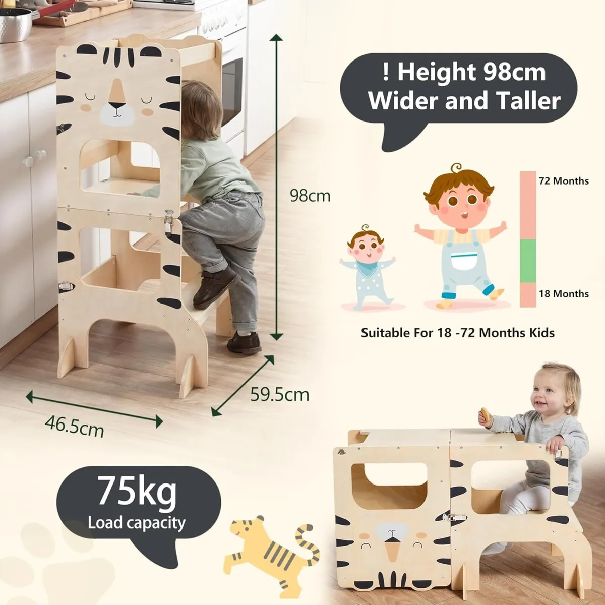 Toddler Kitchen Tower Foldable Montessori - Image 2