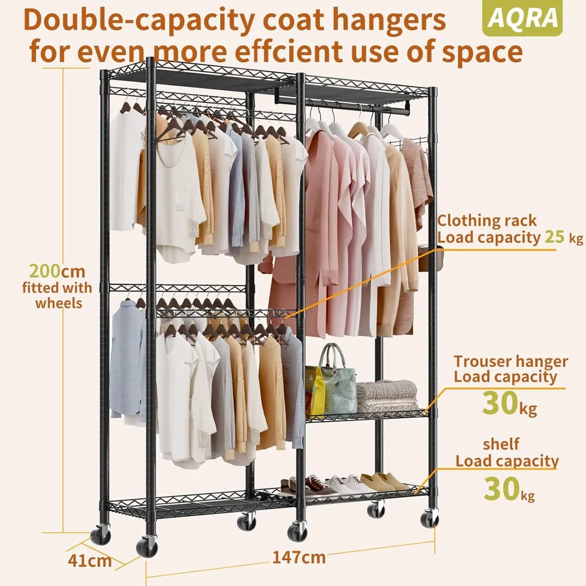 Heavy Duty Clothing Rail Metal Clothes Rack - Image 3