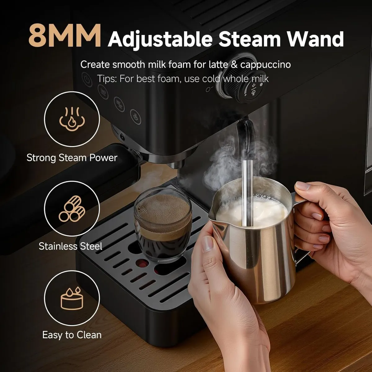 20-Bar-Professional-Espresso-Machine 1350W Coffee - Image 4