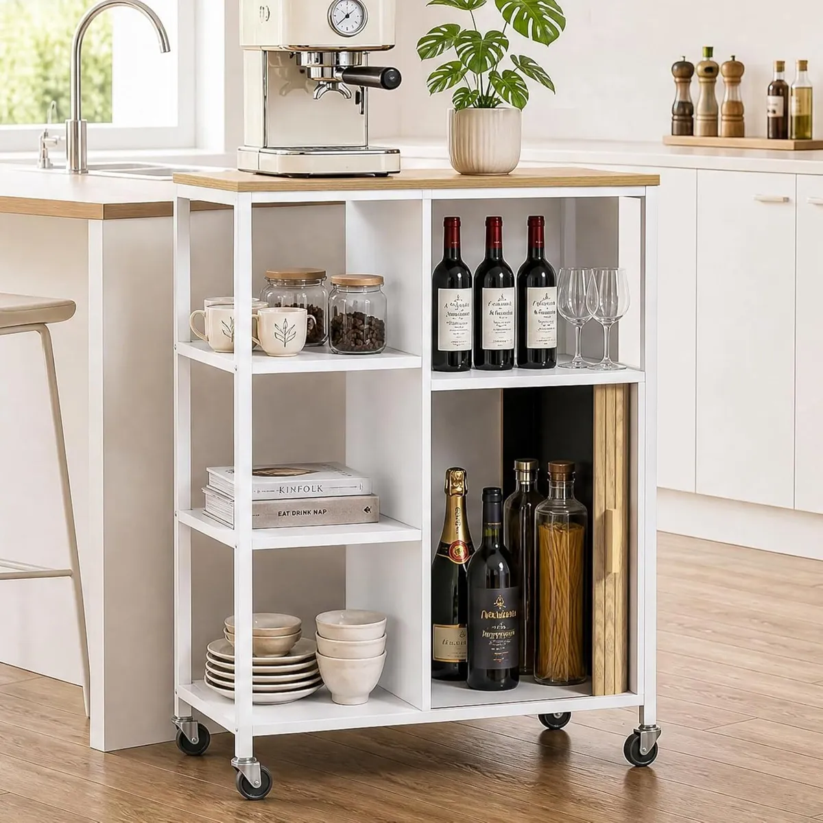 Mobile Kitchen Island with Wheels Storage Space - Image 2