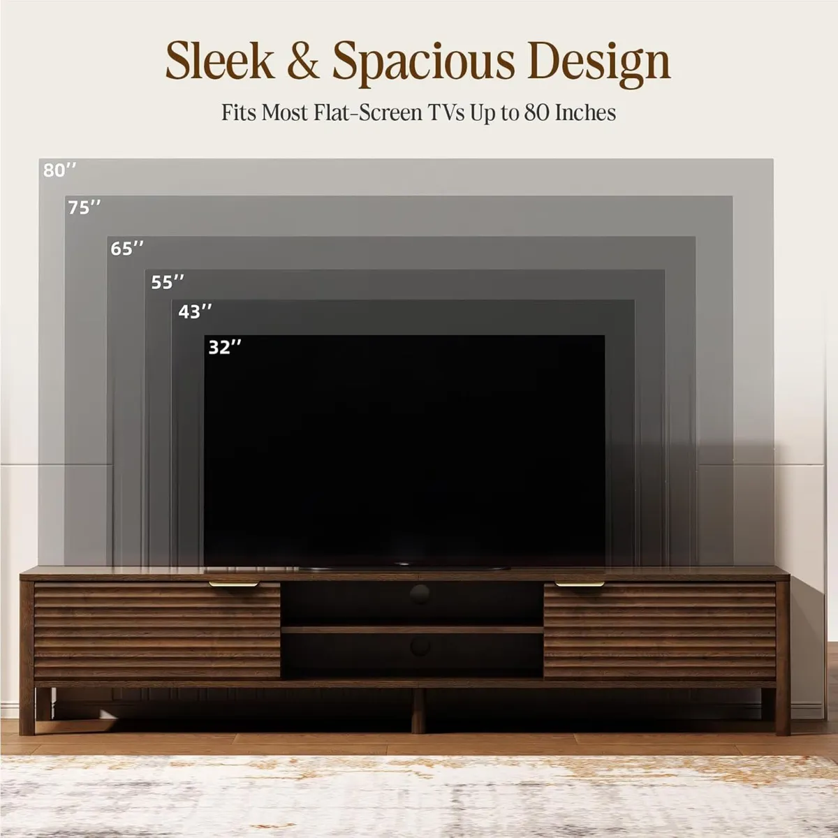 Walnut TV Unit Wooden Stand Cabinet - Image 4
