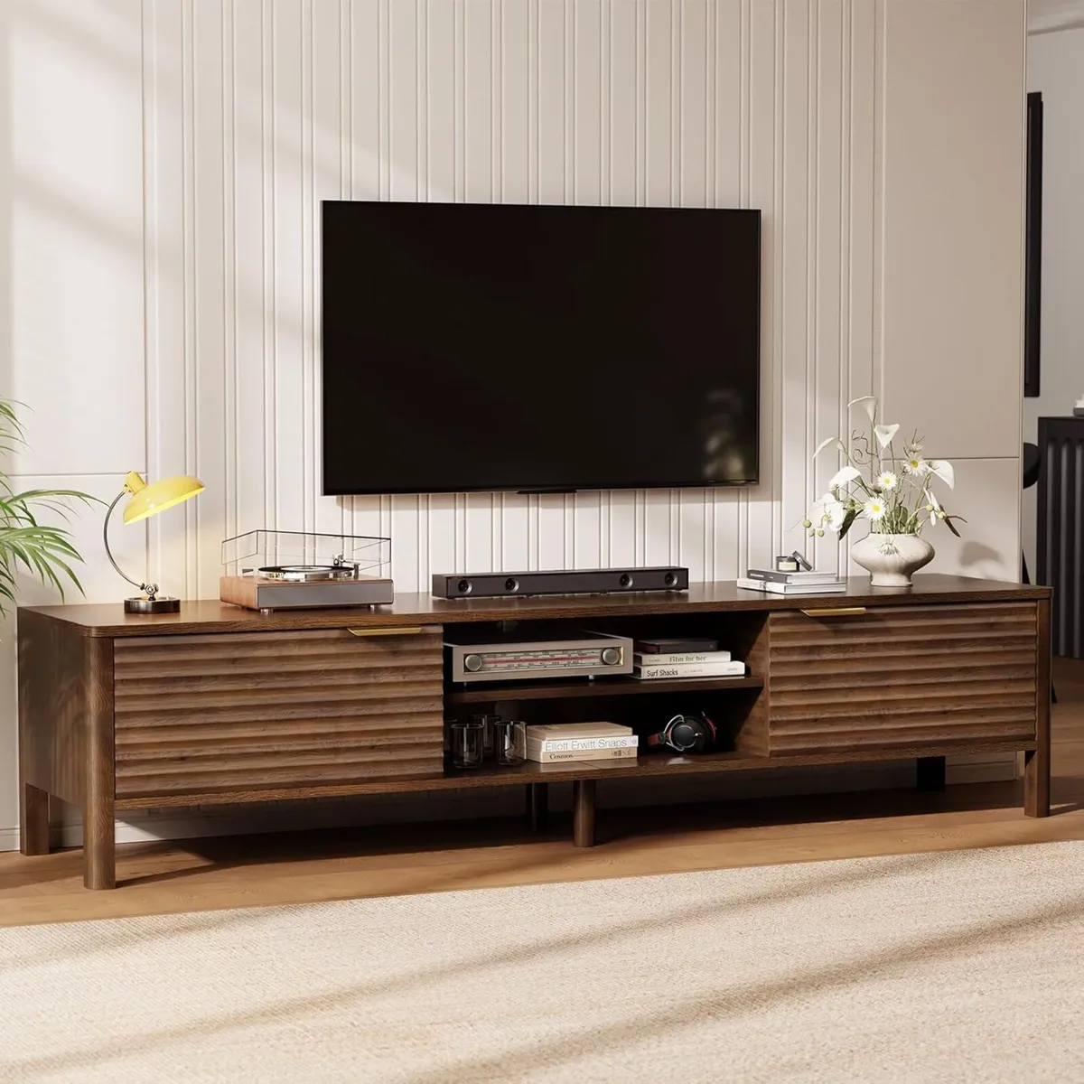 Walnut TV Unit Wooden Stand Cabinet - Image 1
