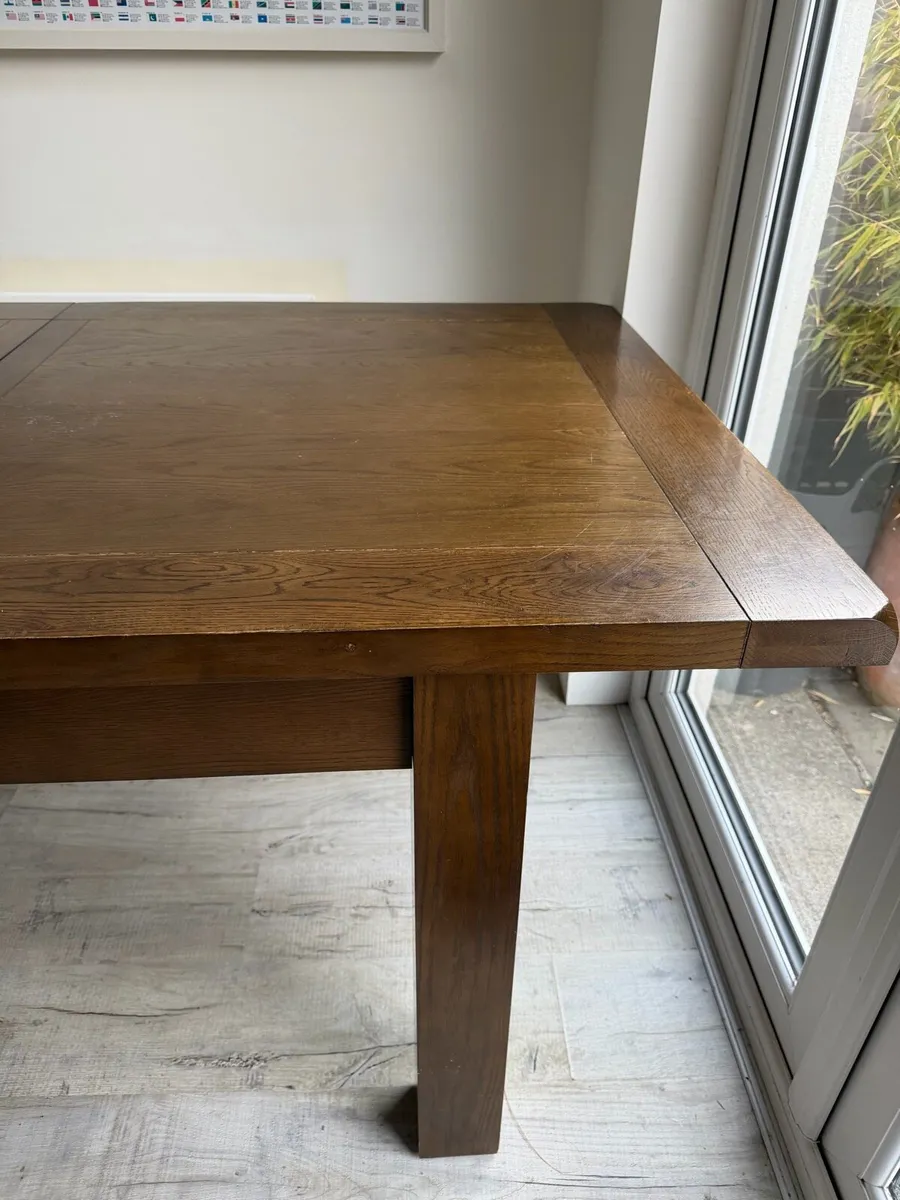 Solid Oak Extending Dining Table & matching Bench - Image 4