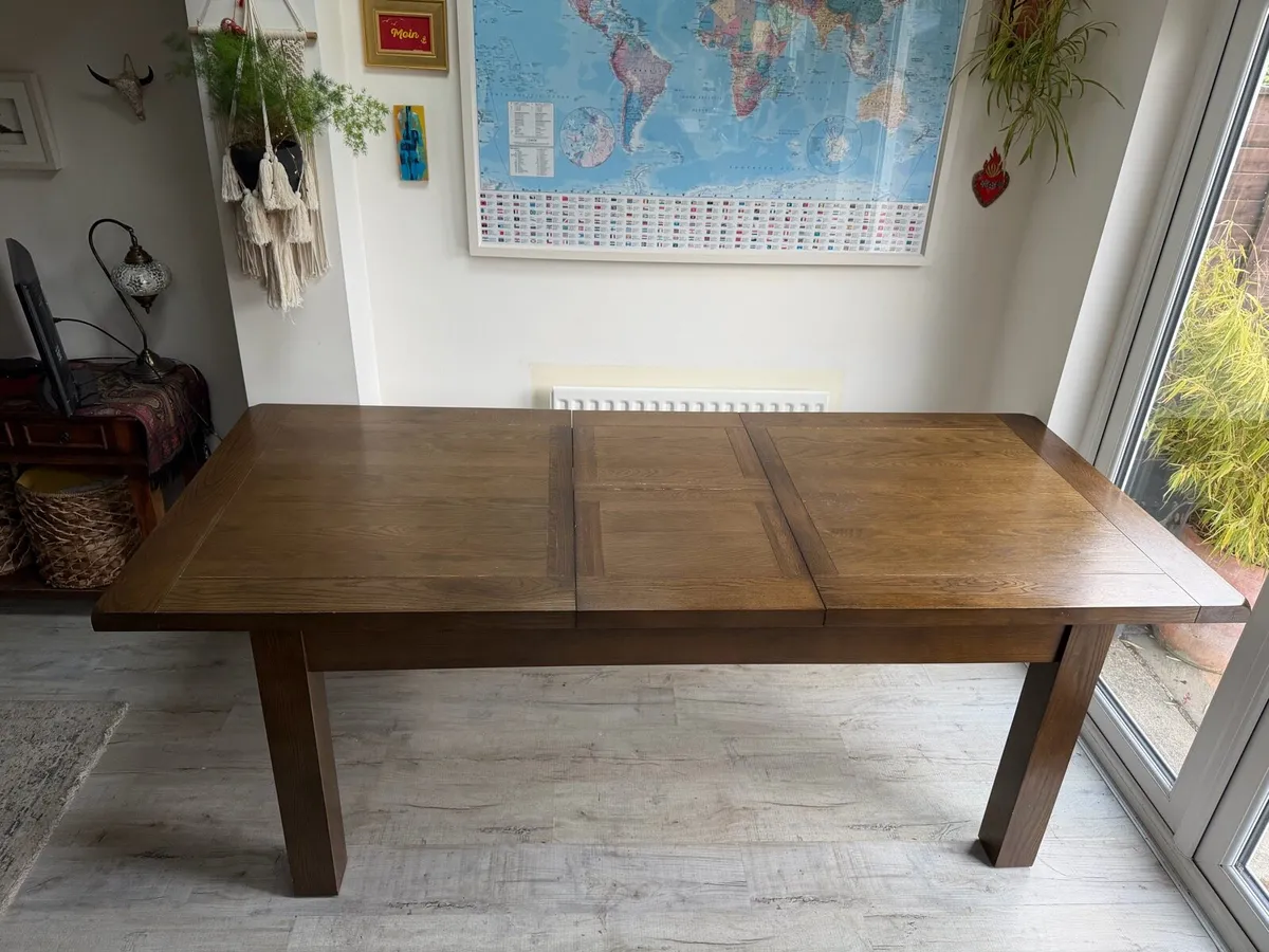Solid Oak Extending Dining Table & matching Bench - Image 3