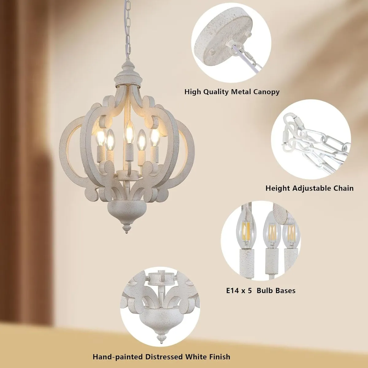 Chandelier 5-Light Vintage Rustic Chandeliers - Image 2