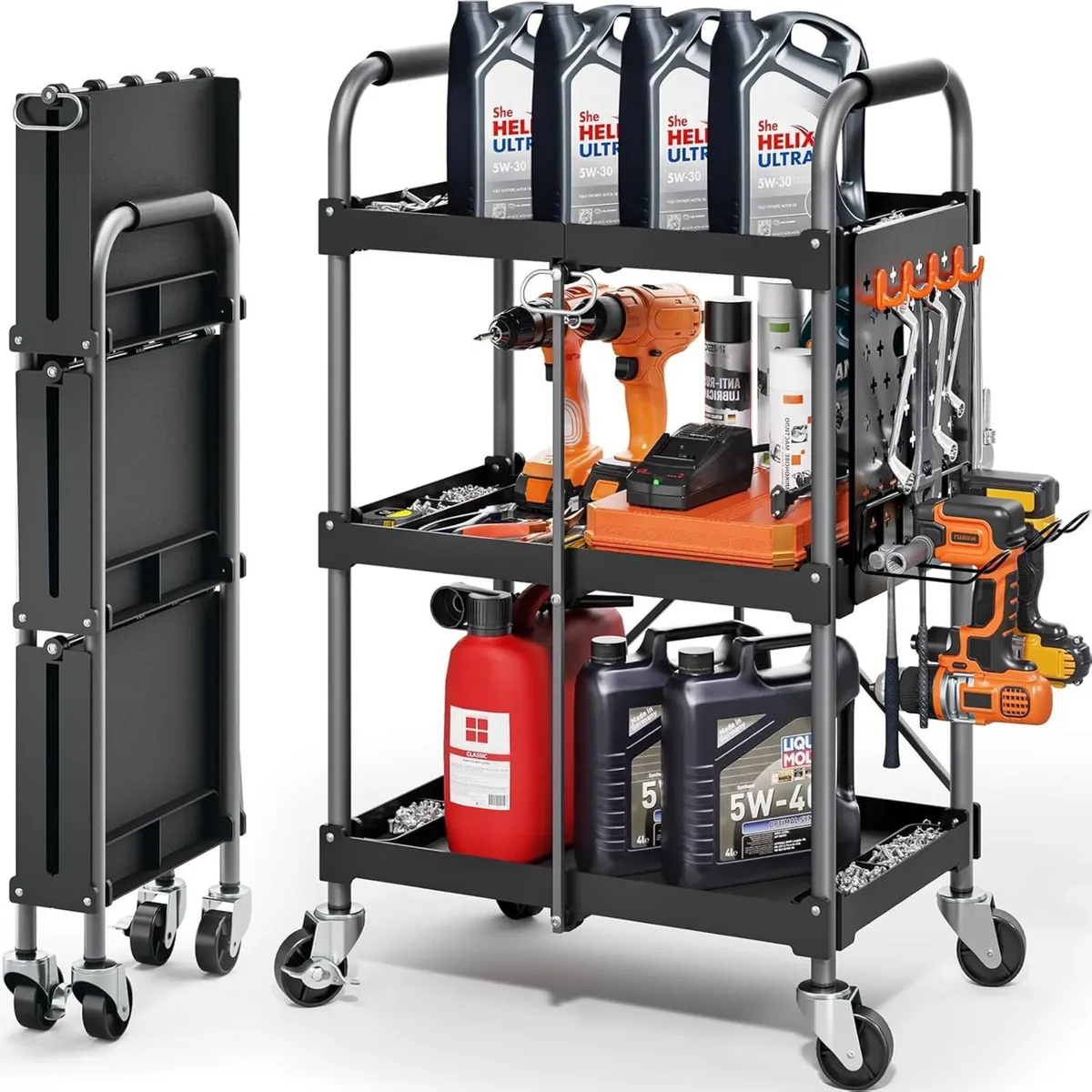 3 Tier Heavy Duty Foldable Utility Service Cart - Image 1