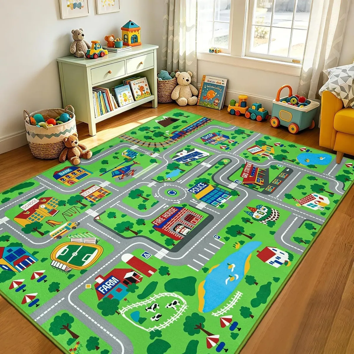 Kids Play Rug Town City Road Car Mat - Image 1