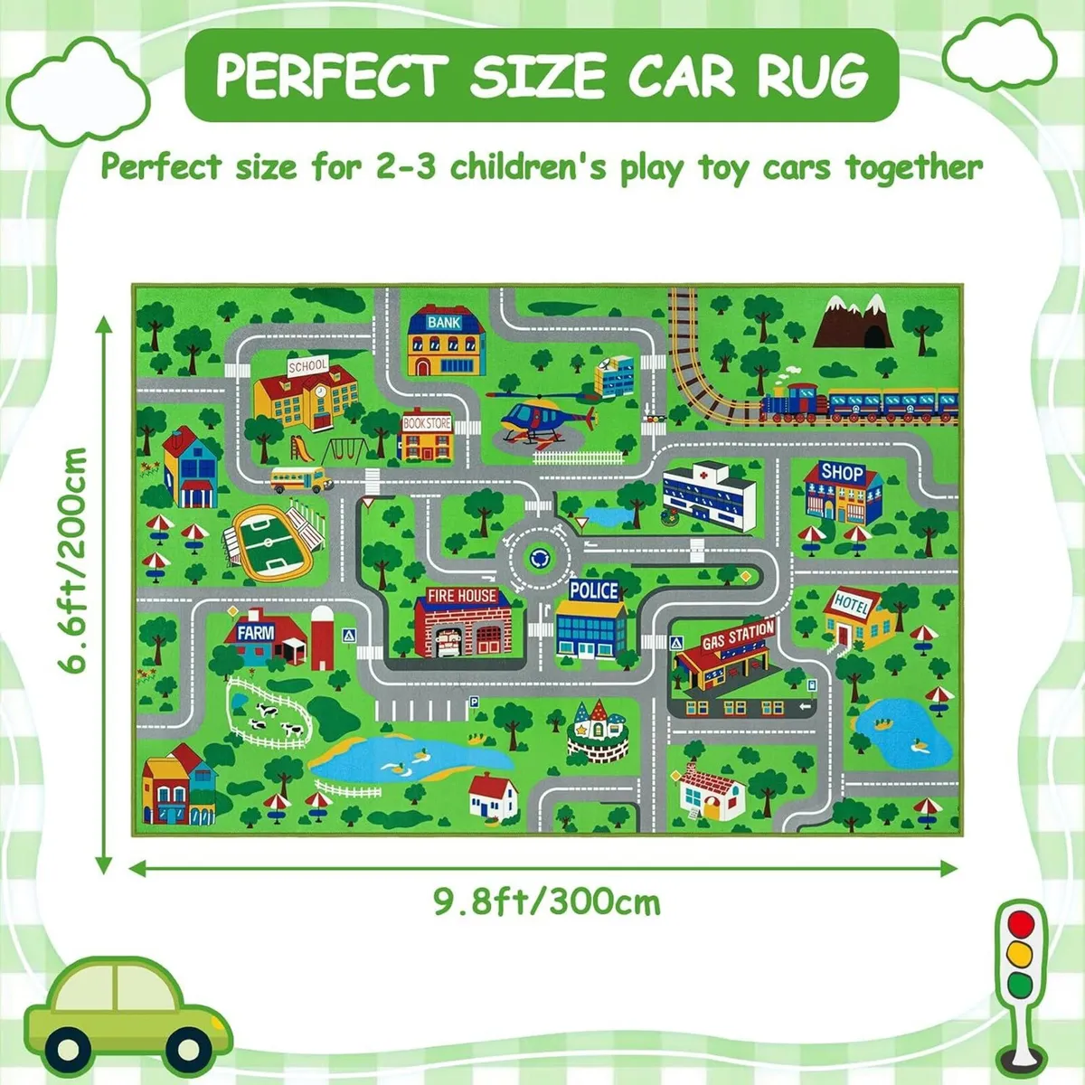 Kids Play Rug Town City Road Car Mat - Image 2