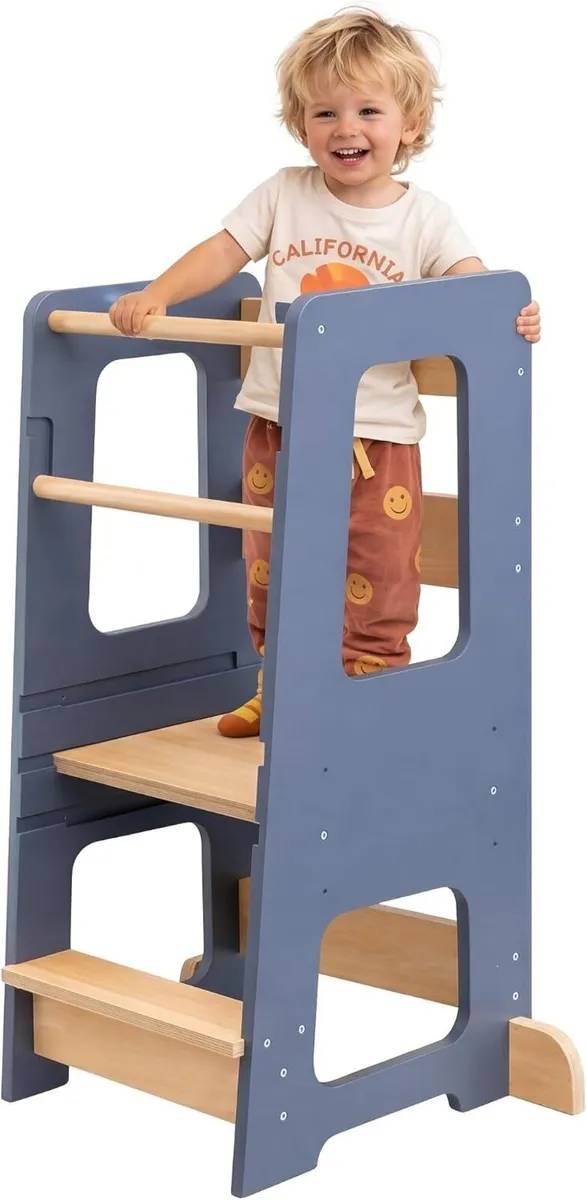 Toddler Kitchen Stool Tower Kids Step Montessori - Image 1
