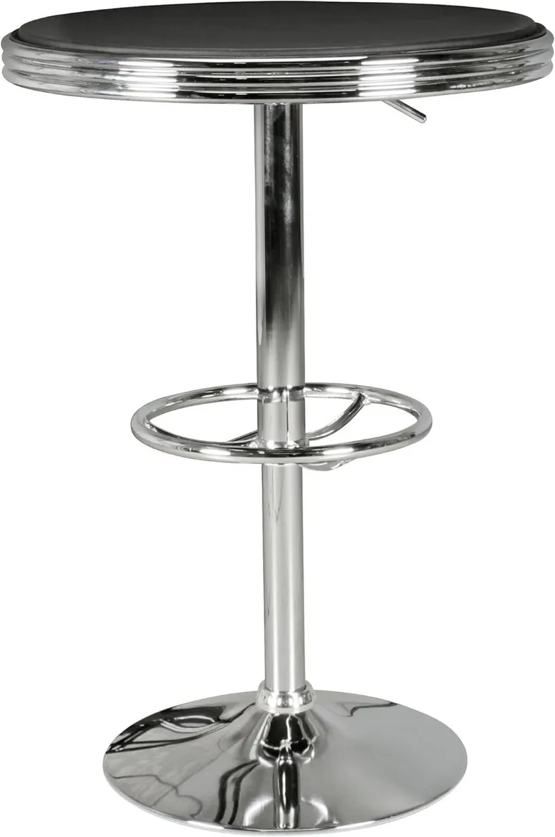 Adjustable Black Aluminium Bar Table with Footrest - Image 2