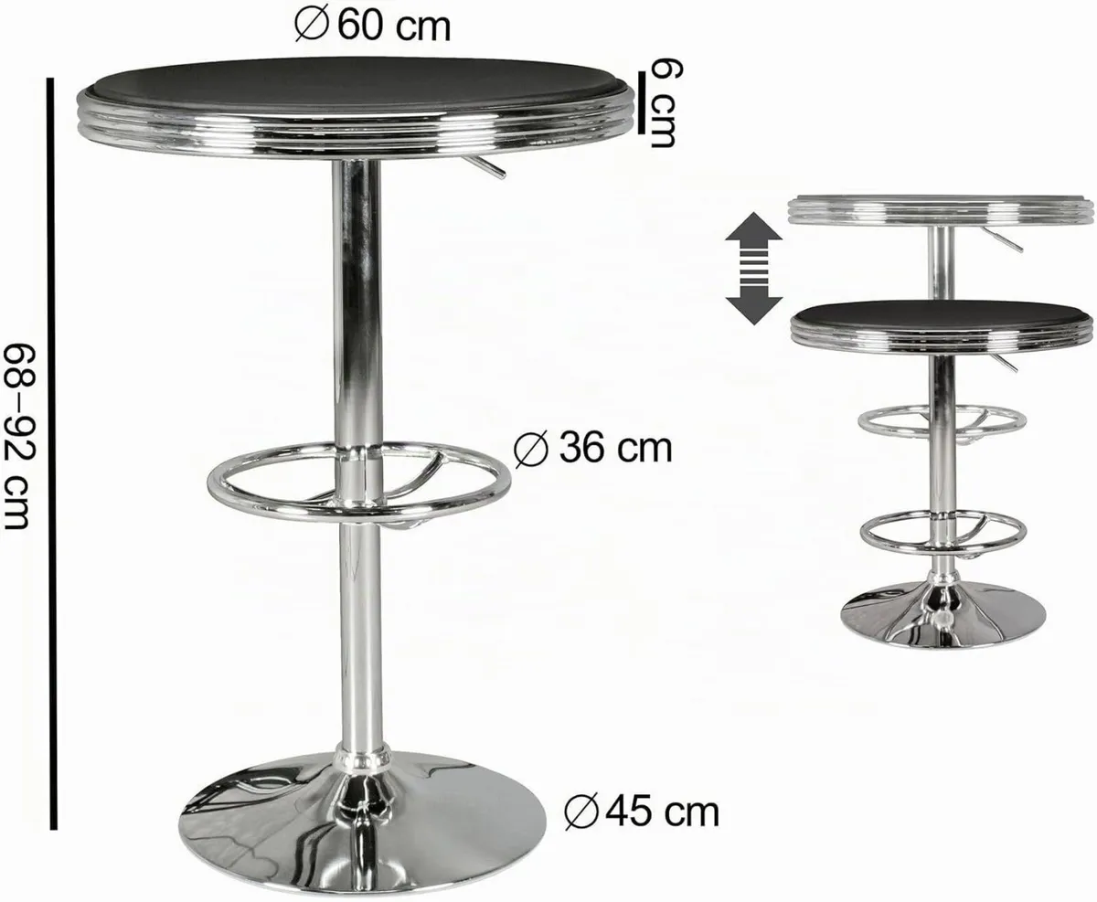 Adjustable Black Aluminium Bar Table with Footrest - Image 3