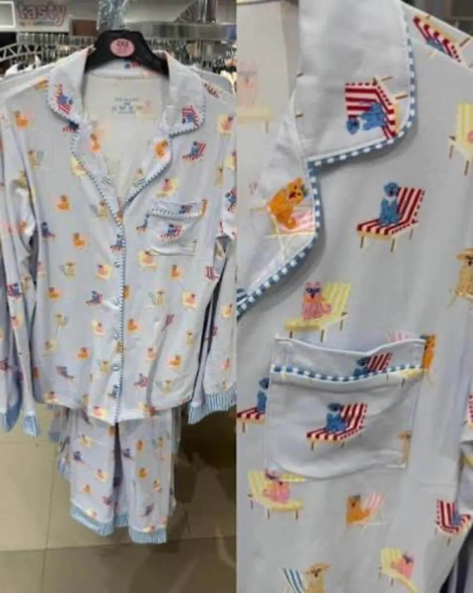 Ladies Viral Dogs on Deckchair Boyfriend Pyjamas: - Image 2