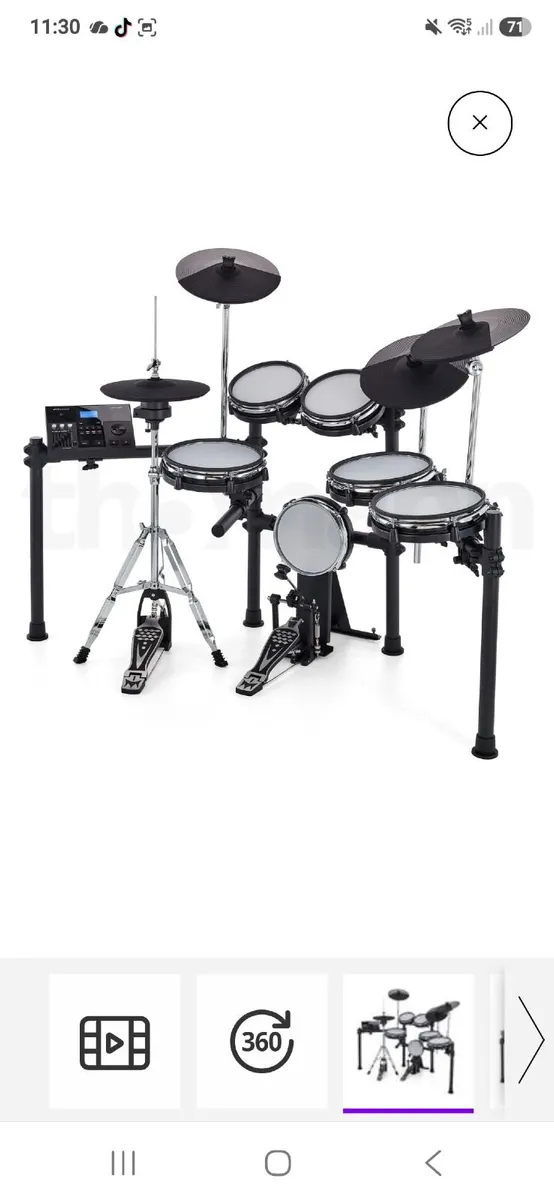 Six piece electric drum set