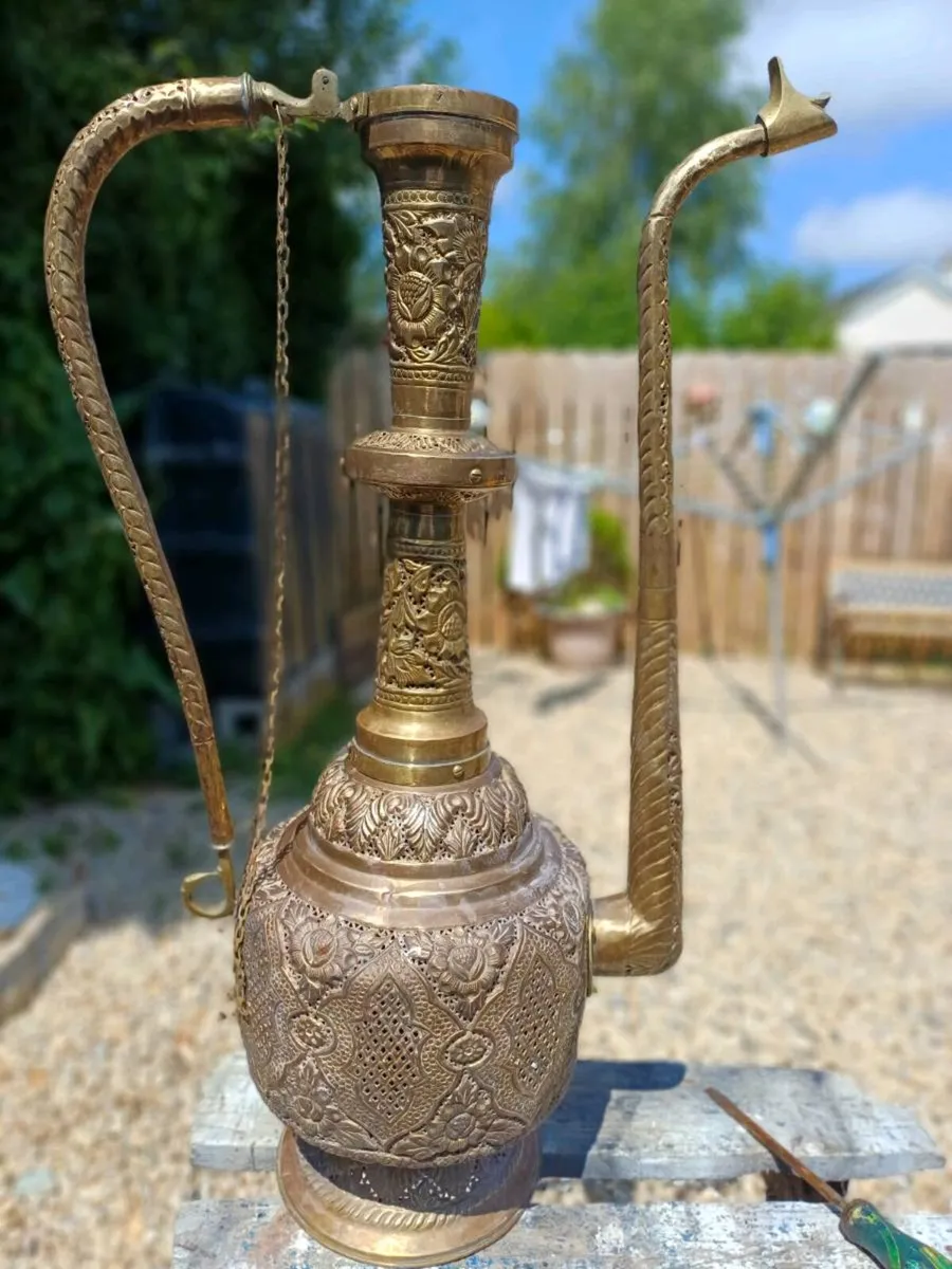 Large Antique Brass Ewer - Image 1