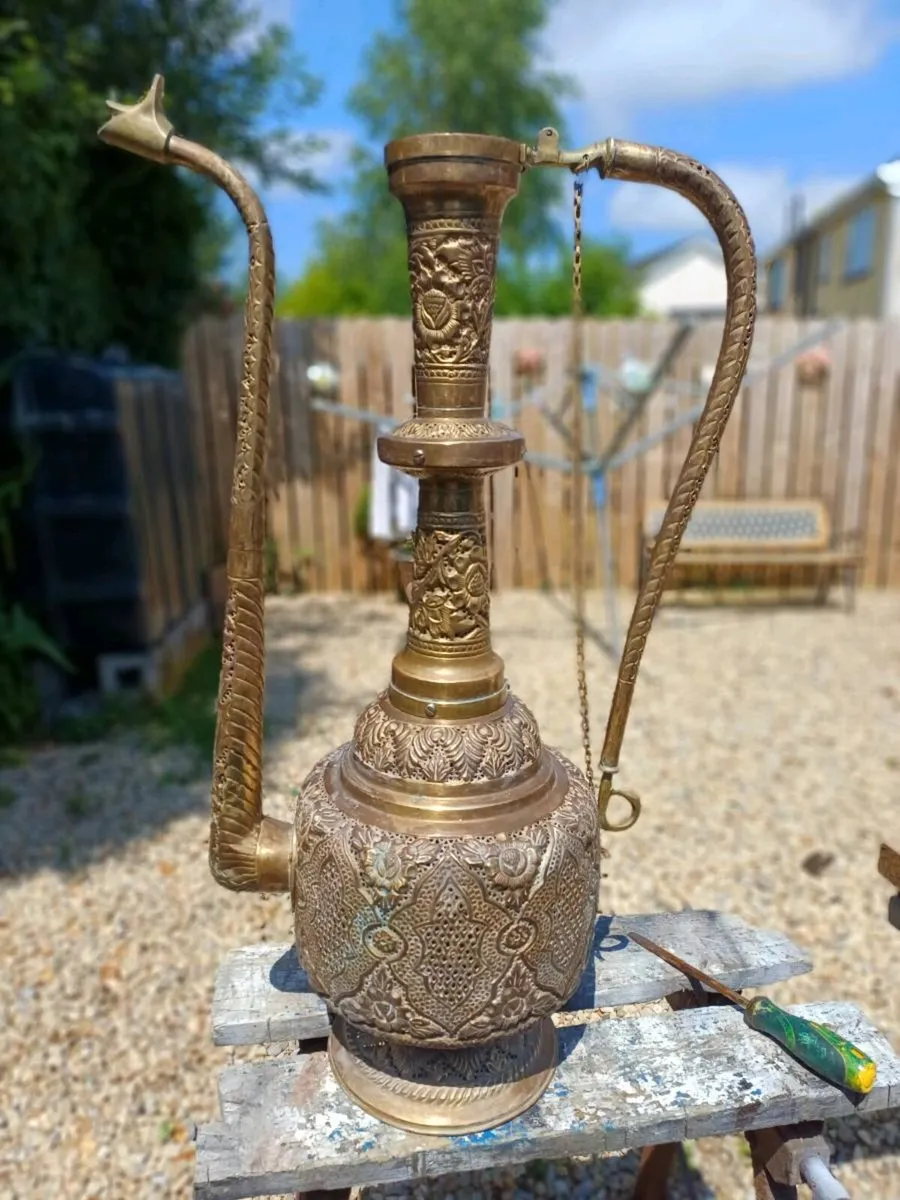 Large Antique Brass Ewer - Image 2